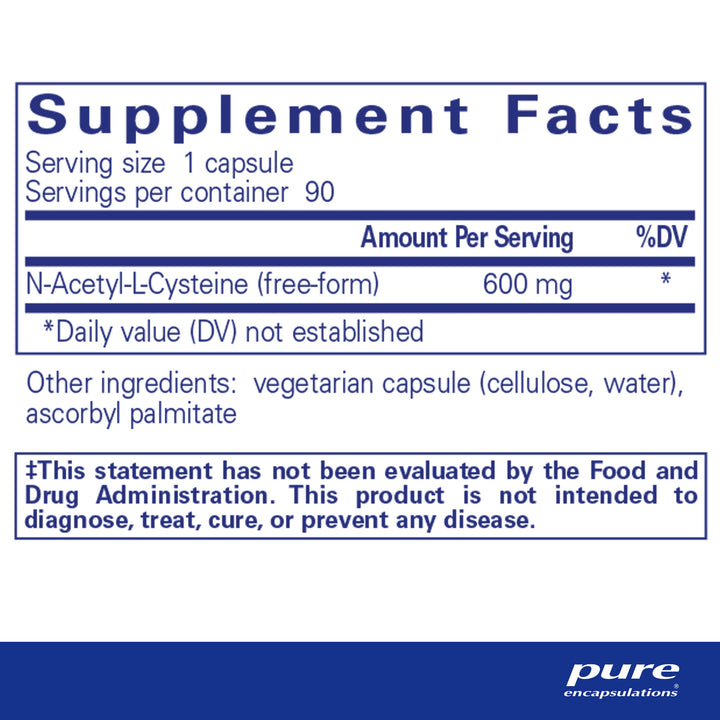 Pure Encapsulations NAC 600 mg - NAC Supplement for Lung Health & Immune Support, Liver Support & Antioxidants* - with Freeform N-Acetyl-L-Cysteine - 90 Capsules