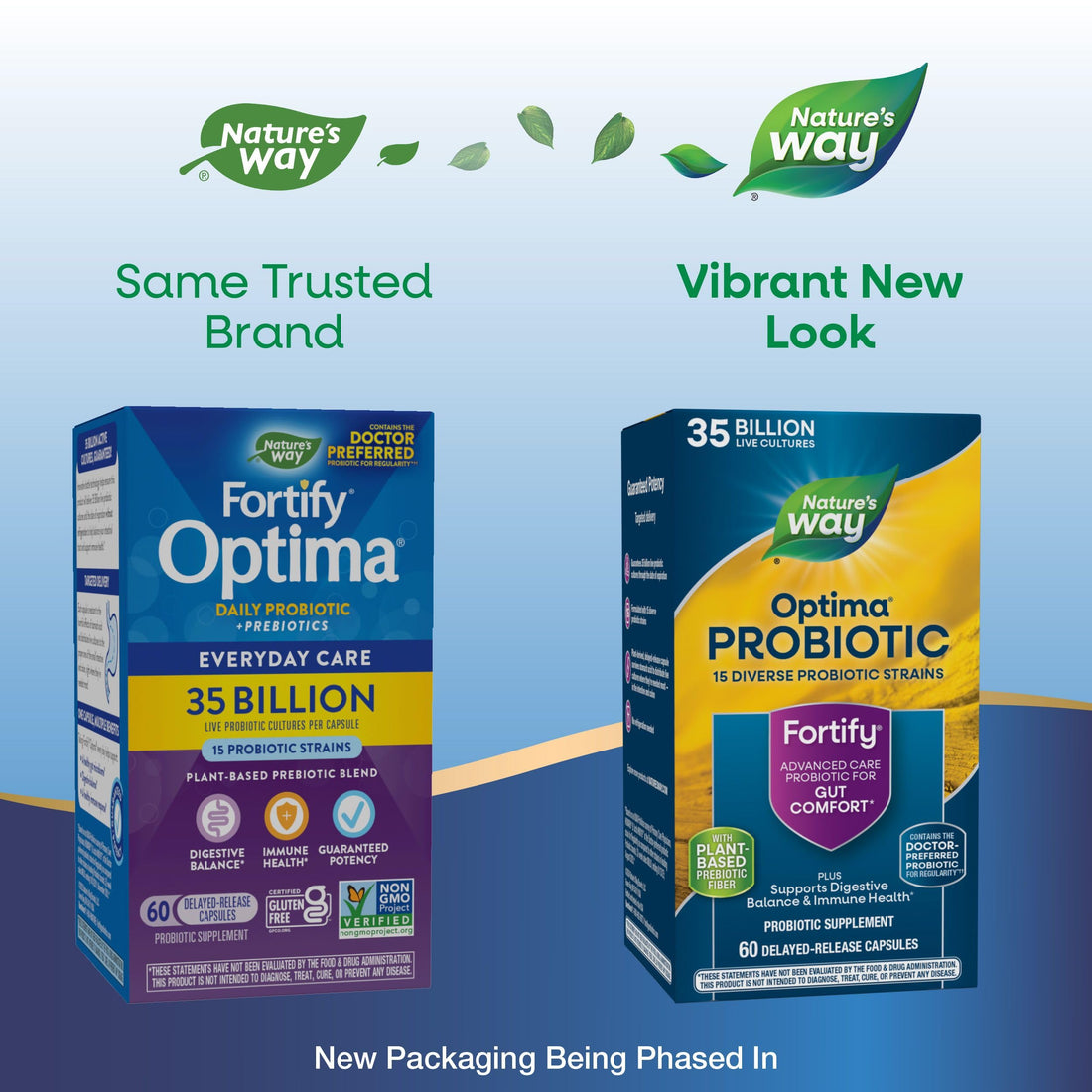 Nature's Way Fortify Optima Probiotic for Adults, 35 Billion Cultures, 15 Strains, Supports Digestive Balance and Immune Health*, No Refrigeration Required, 60 Capsules (Packaging May Vary) - 2 Pack