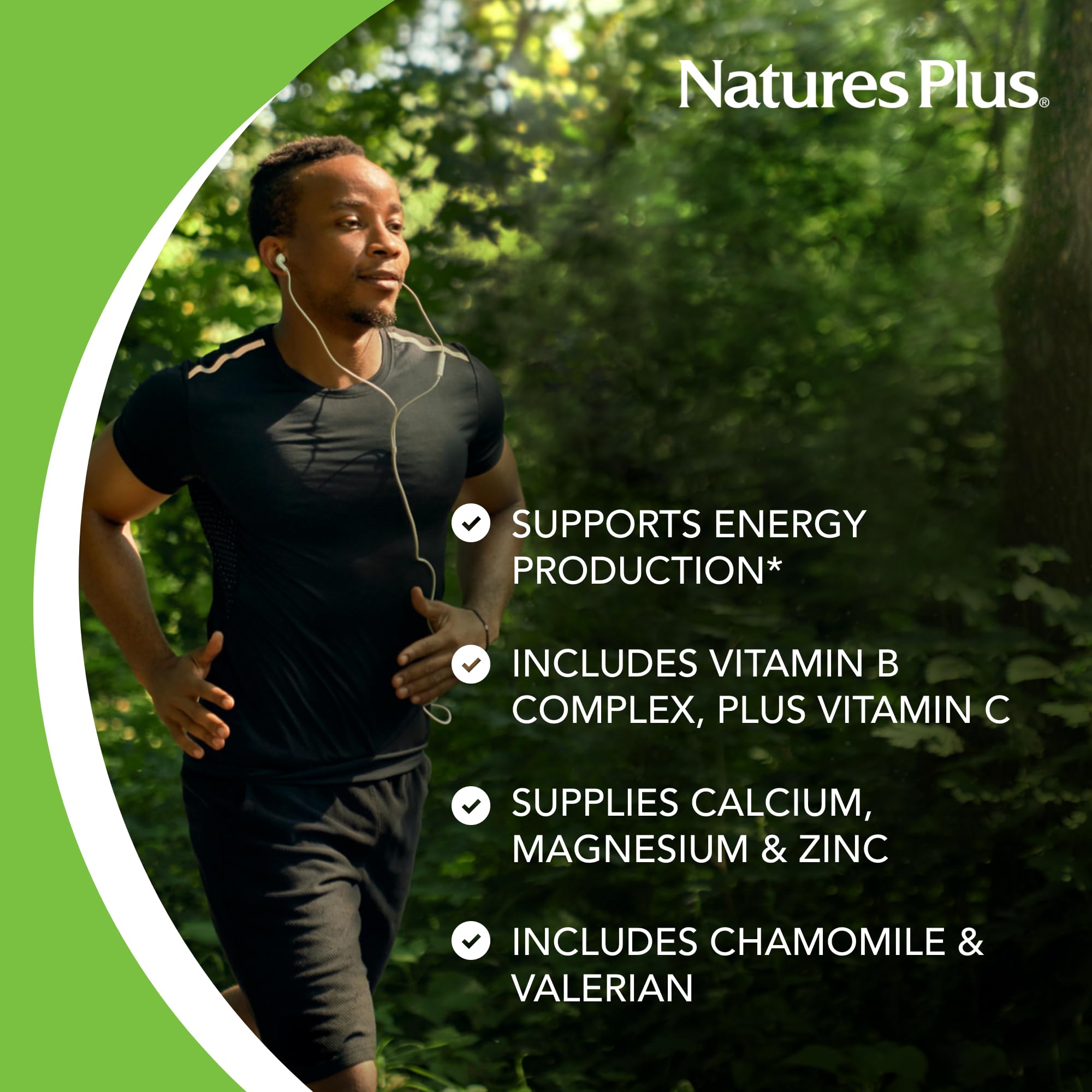 Natures Plus Mega-Complex, Sustained Release - 60 Vegetarian Tablets - B Complex, Vitamin C Supplement, Chamomile & Herbs for Natural - Gluten-Free - 60 Servings