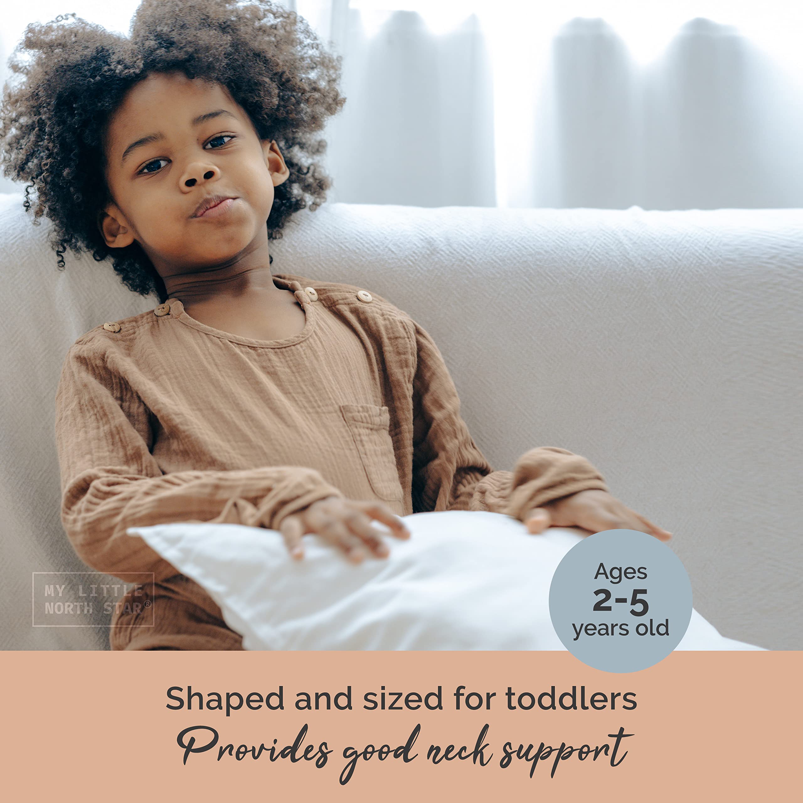 Toddler Pillow with Pillowcase - 13x18 Soft Organic Cotton Toddler Pillow for Sleeping - Washable Nap Pillow - Travel Pillow for Kids - Toddler Sleeping Pillow Toddler Bedding (White)