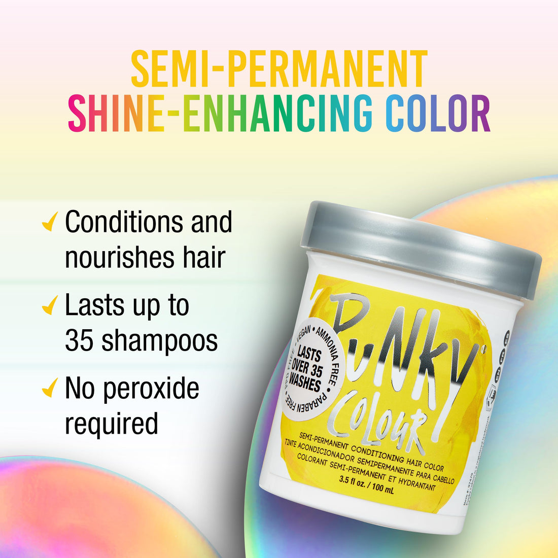 Punky Jerome Russell Semi Permanent Hair Color Conditioning, 100ml - Bright Yellow (Pack of 1)