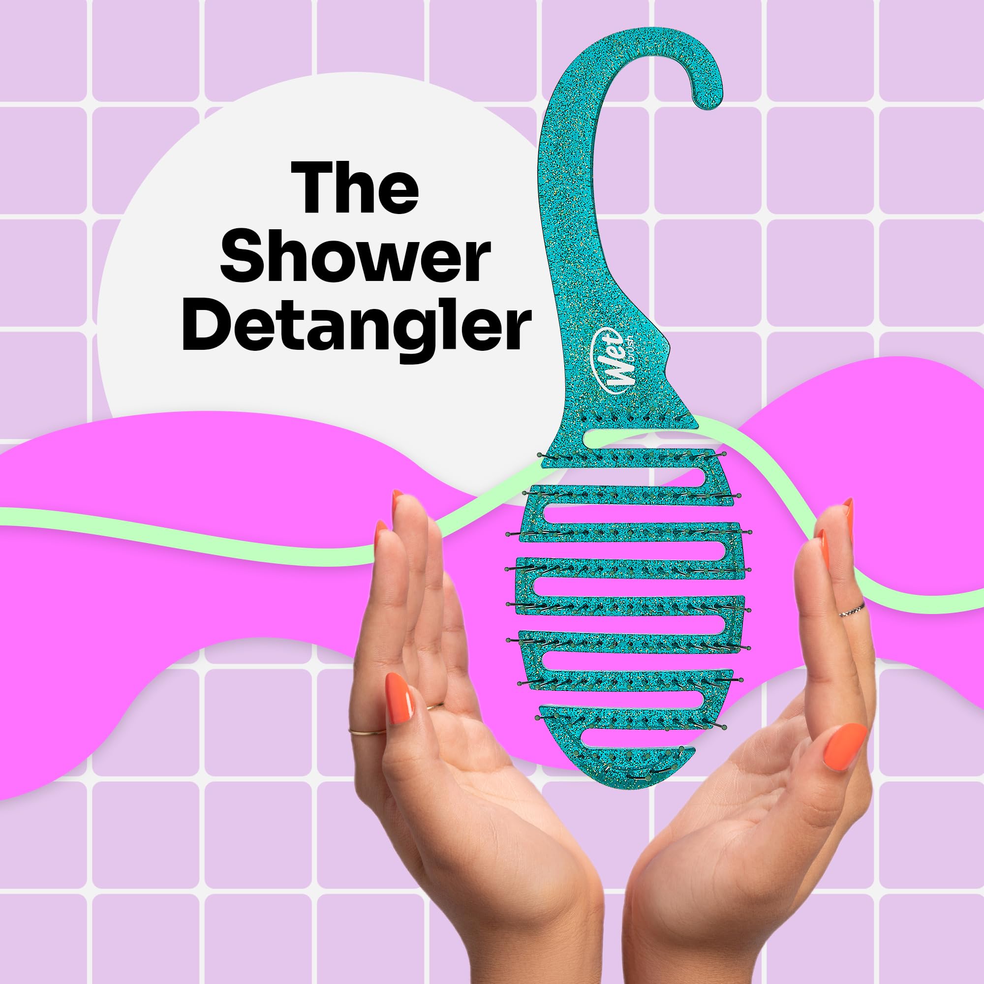 Wet Brush Hair Brush Shower Detangler - Green Glitter - Exclusive Ultra-soft IntelliFlex Bristles - Minimizes Pain And Protects Against Split Ends and Breakage - For Women, Men, Wet And Dry Hair