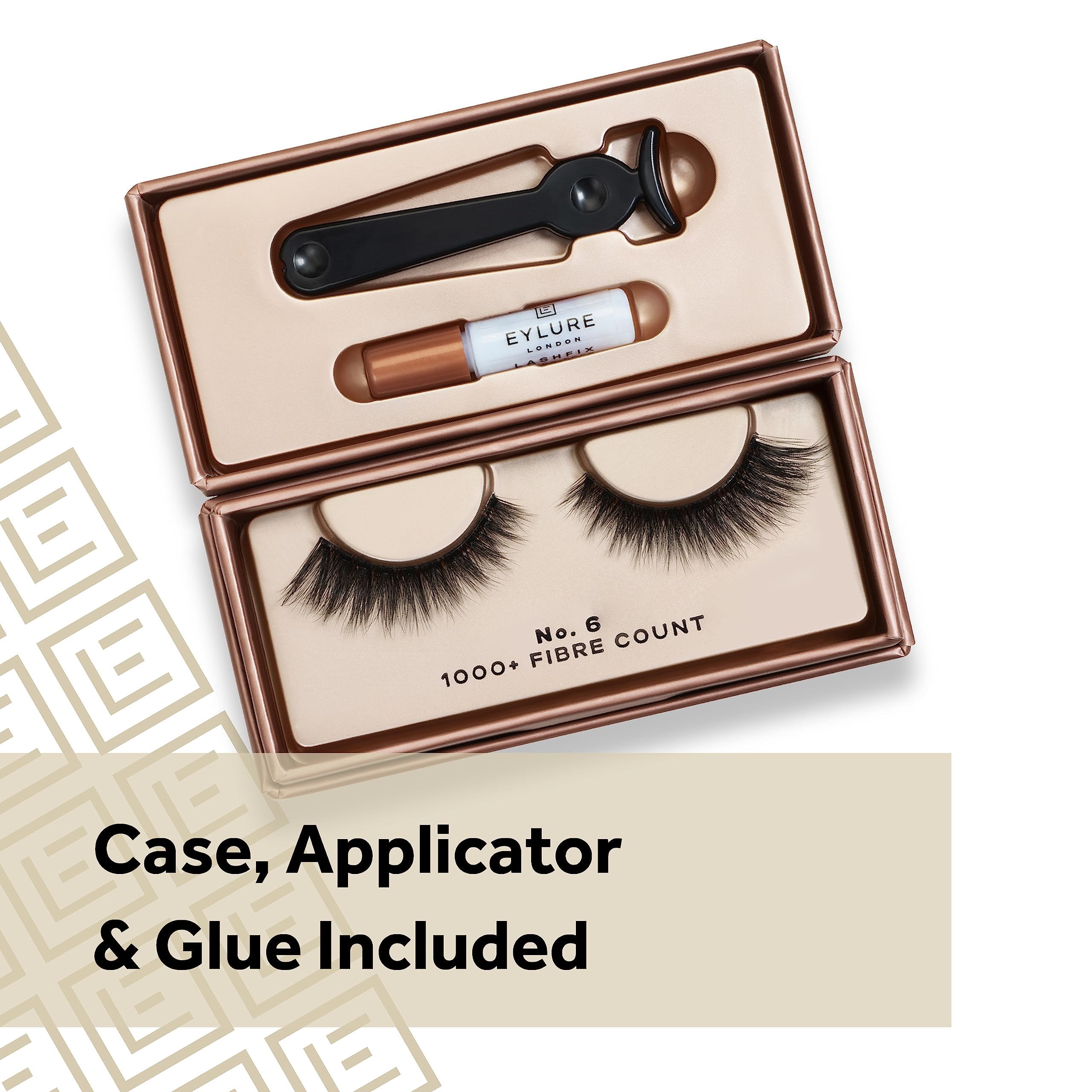 Eylure False Lashes, Luxe Cashmere No. 6 with Adhesive Included, 1 Pair