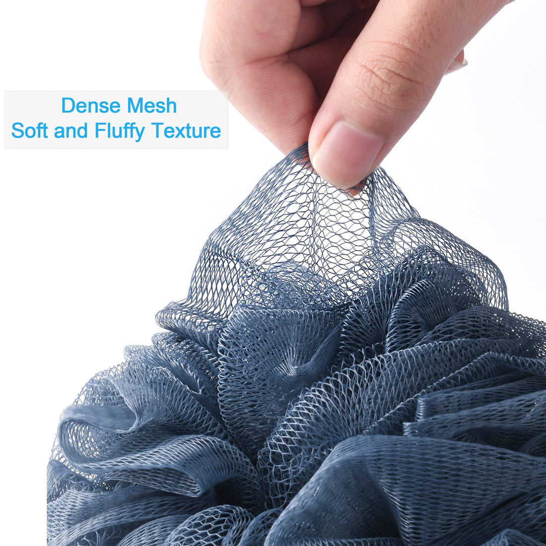 AmazerBath Shower Bath Sponge Shower Loofahs Balls 75g/PCS for Body Wash Bathroom Men Women- Set of 4 Grey Blue-Pink-Grey-White Sponges