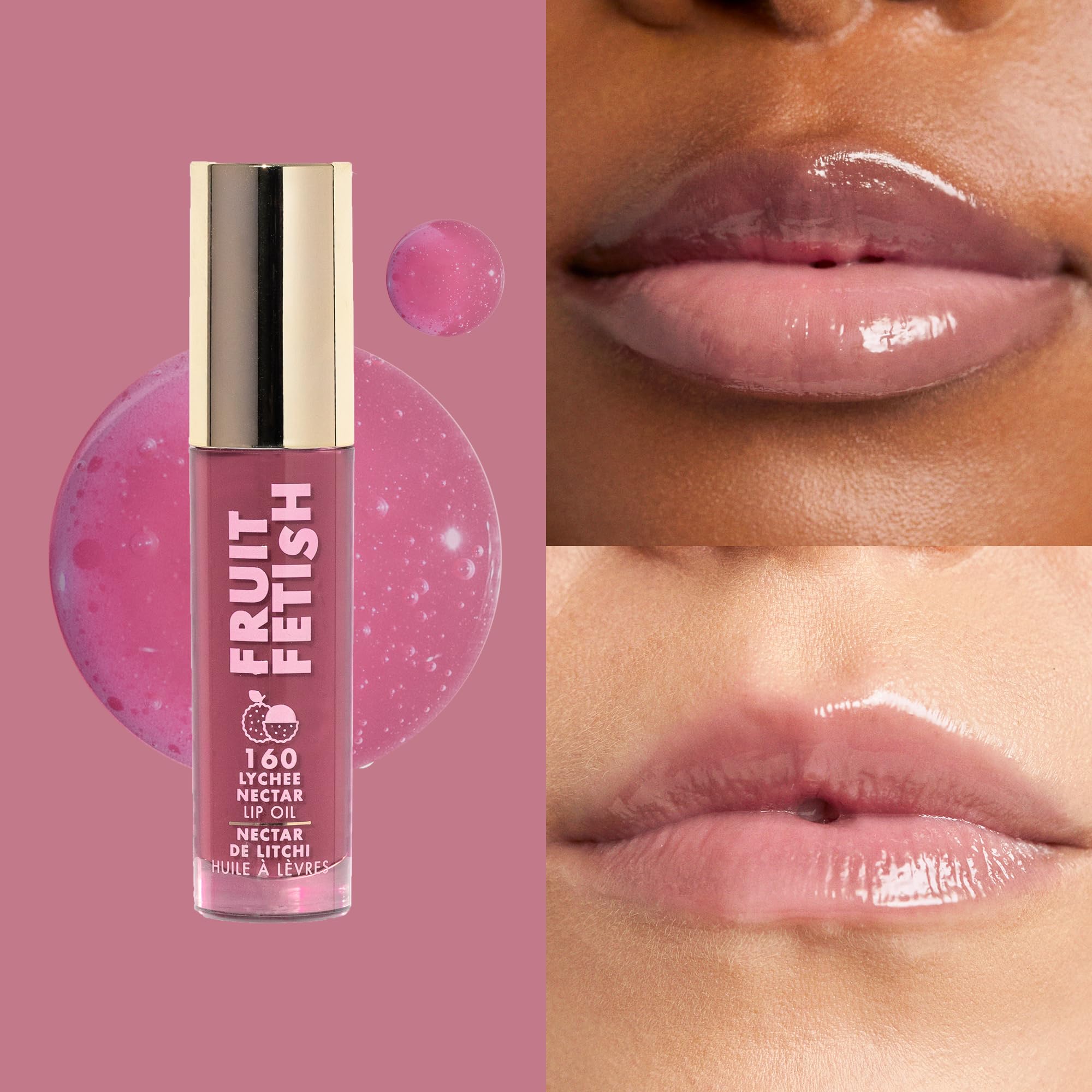 Milani Fruit Fetish Lip Oil with Vitamin E for Instant Hydration, Fruit Extract Infused Lip Treatment and Moisturizing Lip Gloss - Lychee Nectar