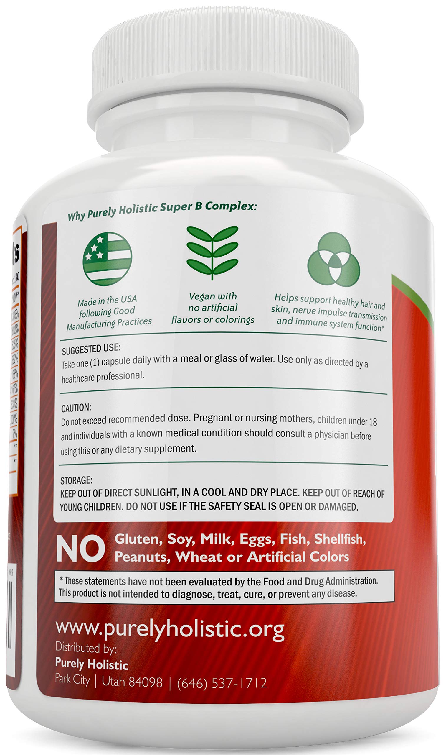 Vitamin B Complex - 8 Super B Complex Vitamins with Choline & Inositol, Vitamins B1, B2, B3, B5, B6, B8, B9 & B12 - B100 Complex - 180 Vegan Capsules - 6 Month Supply - Made in The USA