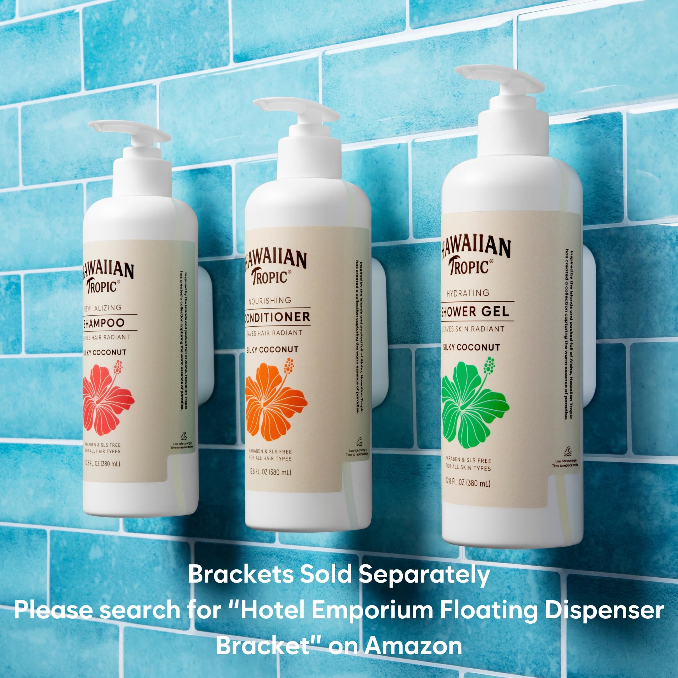 Hawaiian Tropic Nourishing Conditioner 5 Pack, 380ml Bottle, Silky Coconut Scent, Sulfate Free, Paraben Free, Hotel Bathroom Amenities, Bulk Size, Air Bnb, Guest Bathroom Essentials, Airbnb