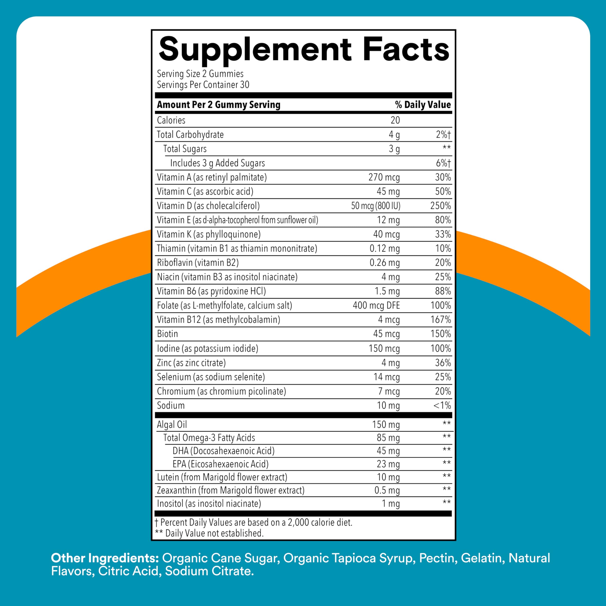SmartyPants Teen Guy Multivitamin Gummies - Improved Formula: Omega 3 (DHA/EPA), Vitamin D3, C, Vitamin B12, B6, A, K & Zinc, Folate, Gluten Free, Fruit Flavor, 60 Count (30 Day Supply)