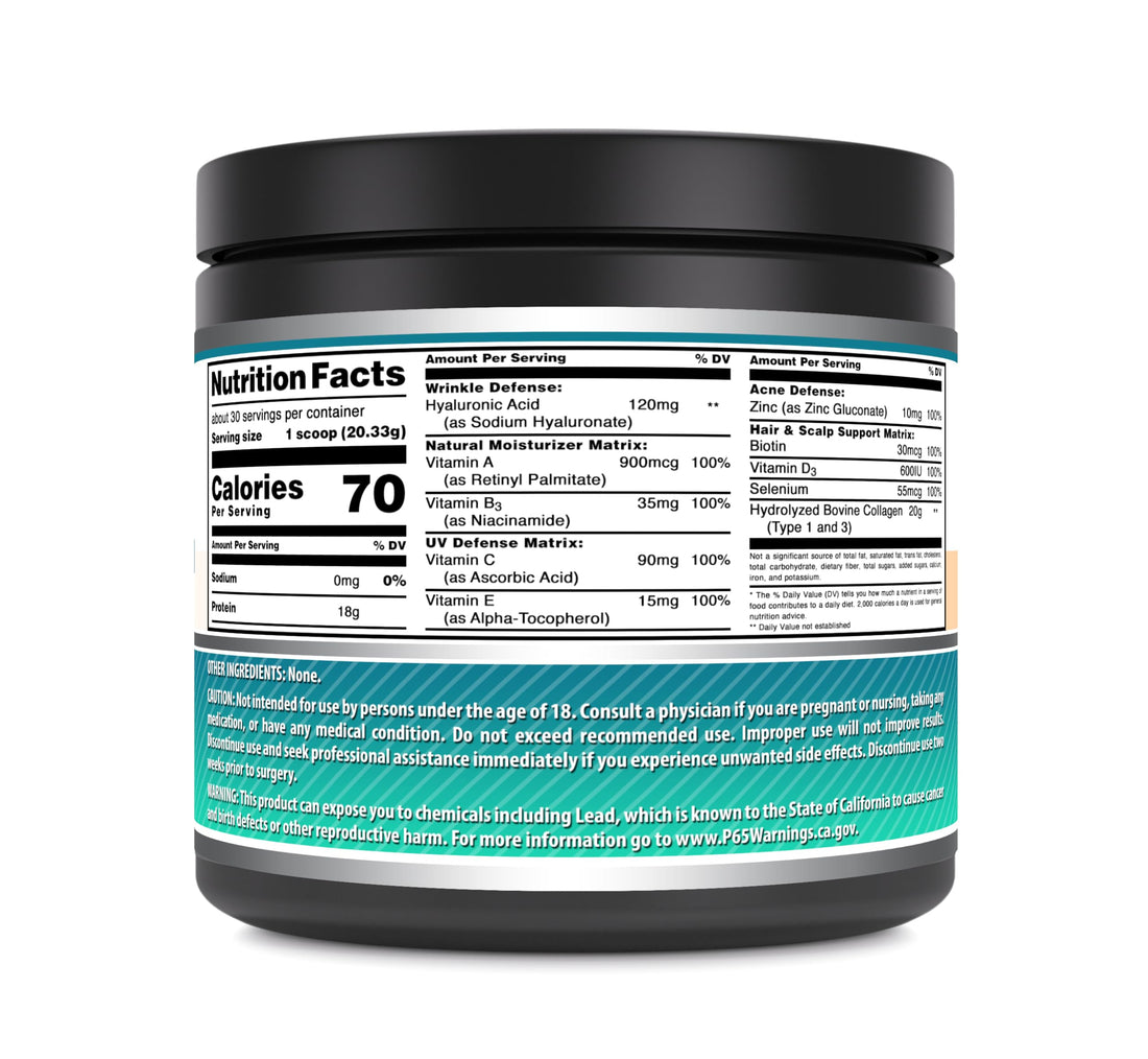 Amazing Formulas Hydrolyzed Collagen with Hyaluronic Acid & Multivitamins Supplement | 30 Servings Powder | 605 Grams | Unflavored