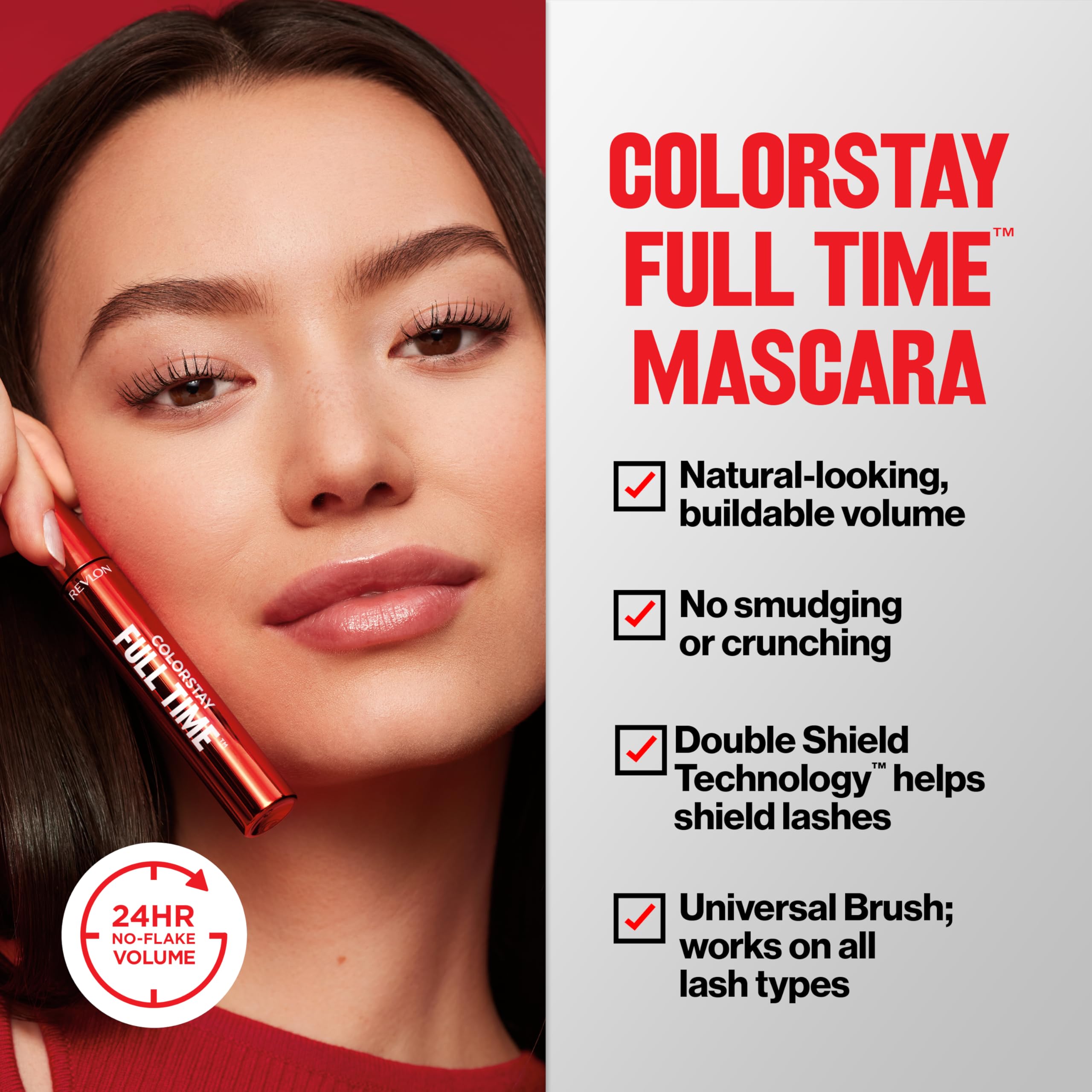 Revlon ColorStay Full Time Mascara, Volumizing Eye Makeup, 24 Hour Wear, Clump-Proof, Smudge-Proof, Flake-Proof, 401 Blackest Black
