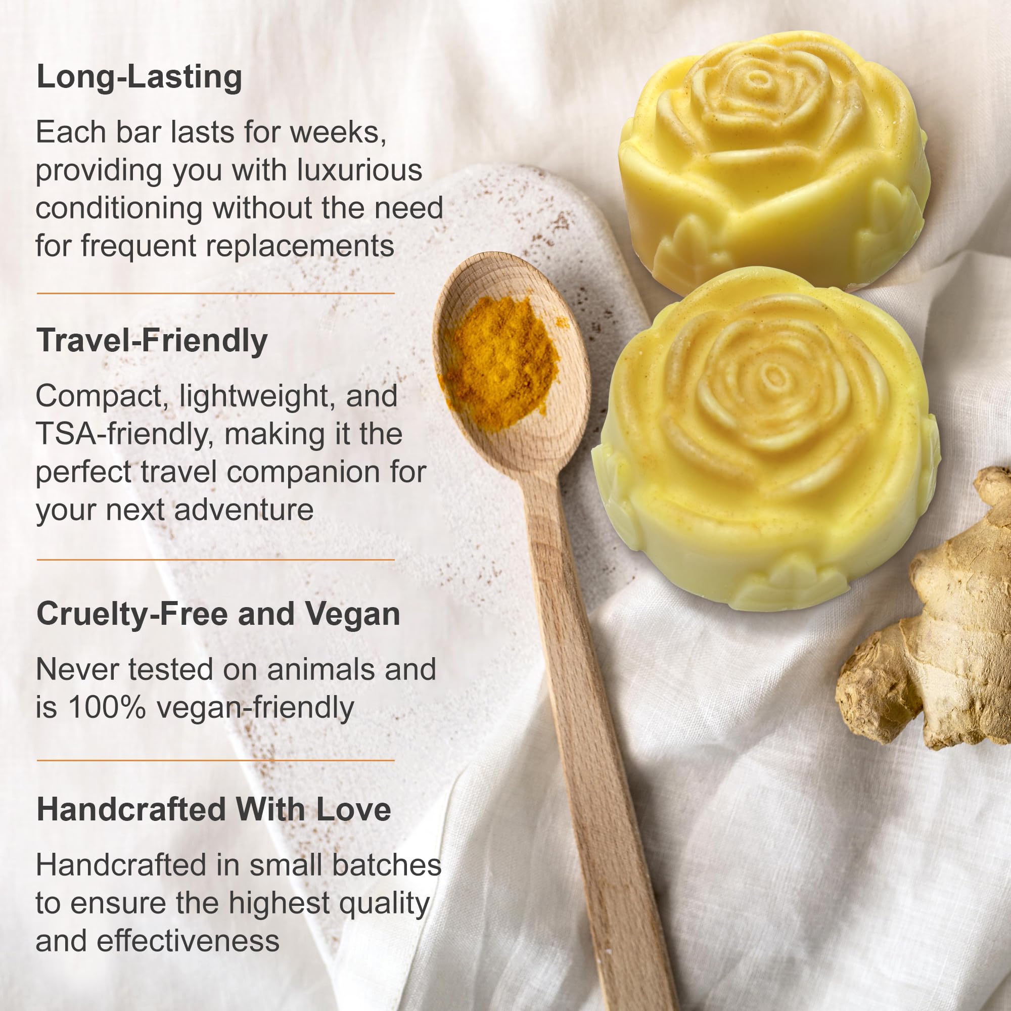Relaxcation Ginger Root & Camelina Oil Conditioner Bar, Hydrating & Hair Growth, Handmade in USA, All Hair Type, 1 Count