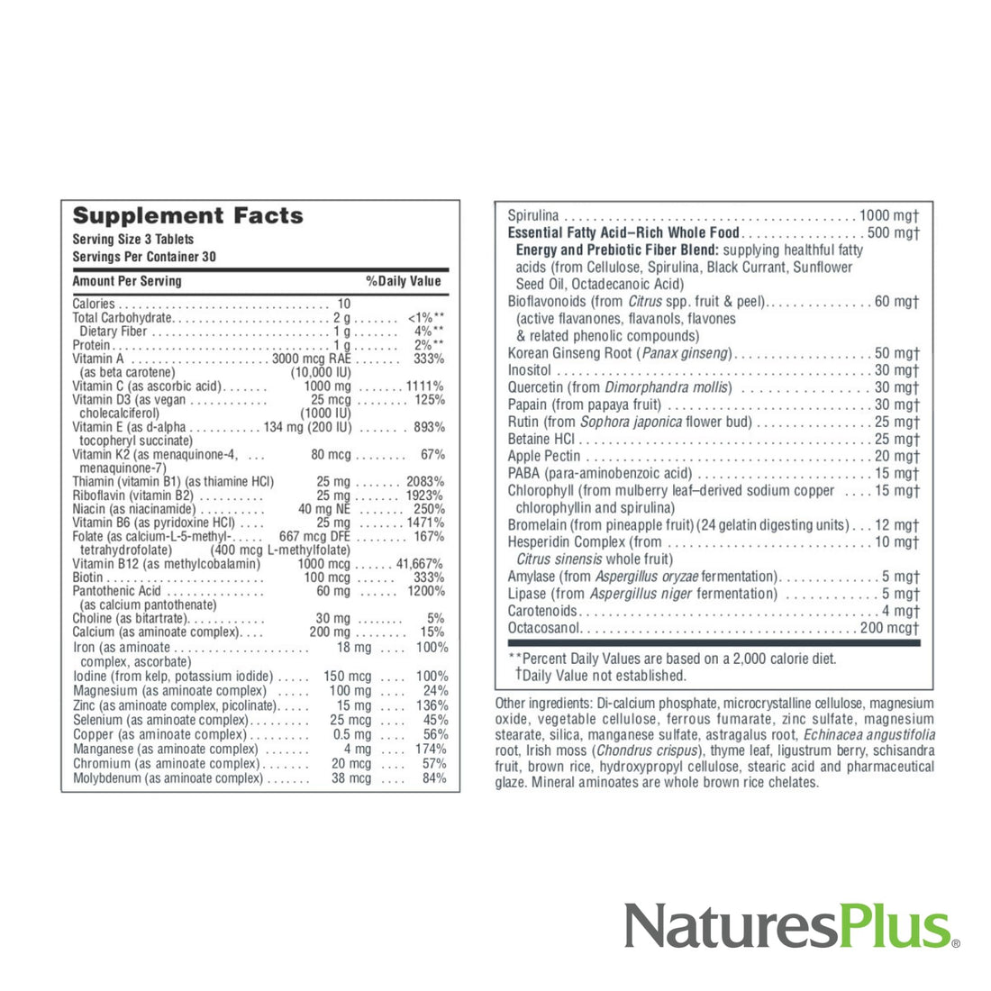 Natures Plus Source of Life - 90 Tablets - Multivitamin & Mineral Supplement - Supports Natural Energy & Overall Well-Being - Gluten Free, Vegetarian - 30 Total Servings