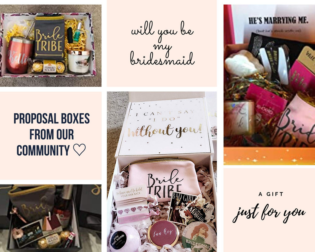 6 Piece Set | Bride Tribe Canvas Cosmetic Makeup Clutch Gifts Bag for Bridesmaid Proposal Box & Bridesmaids Bachelorette Party Favors (Grey)