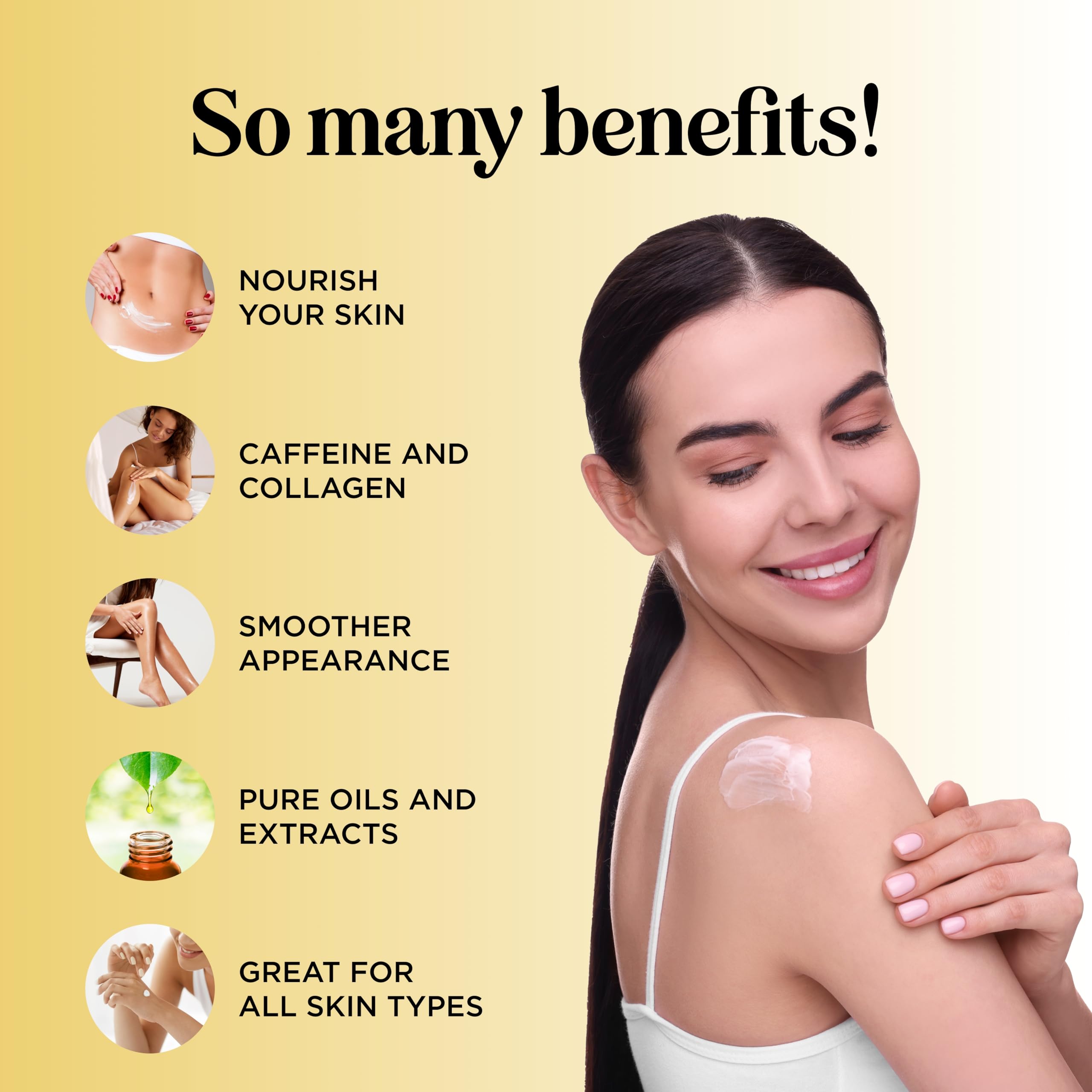 Skin Firming Body Lotion for Women - Caffeine & Collagen Body Lotion with Hyaluronic Acid for Dry Crepey Loose Skin and Cellulite - Skin Firming and Tightening Lotion for Belly Bum Chest & Thighs