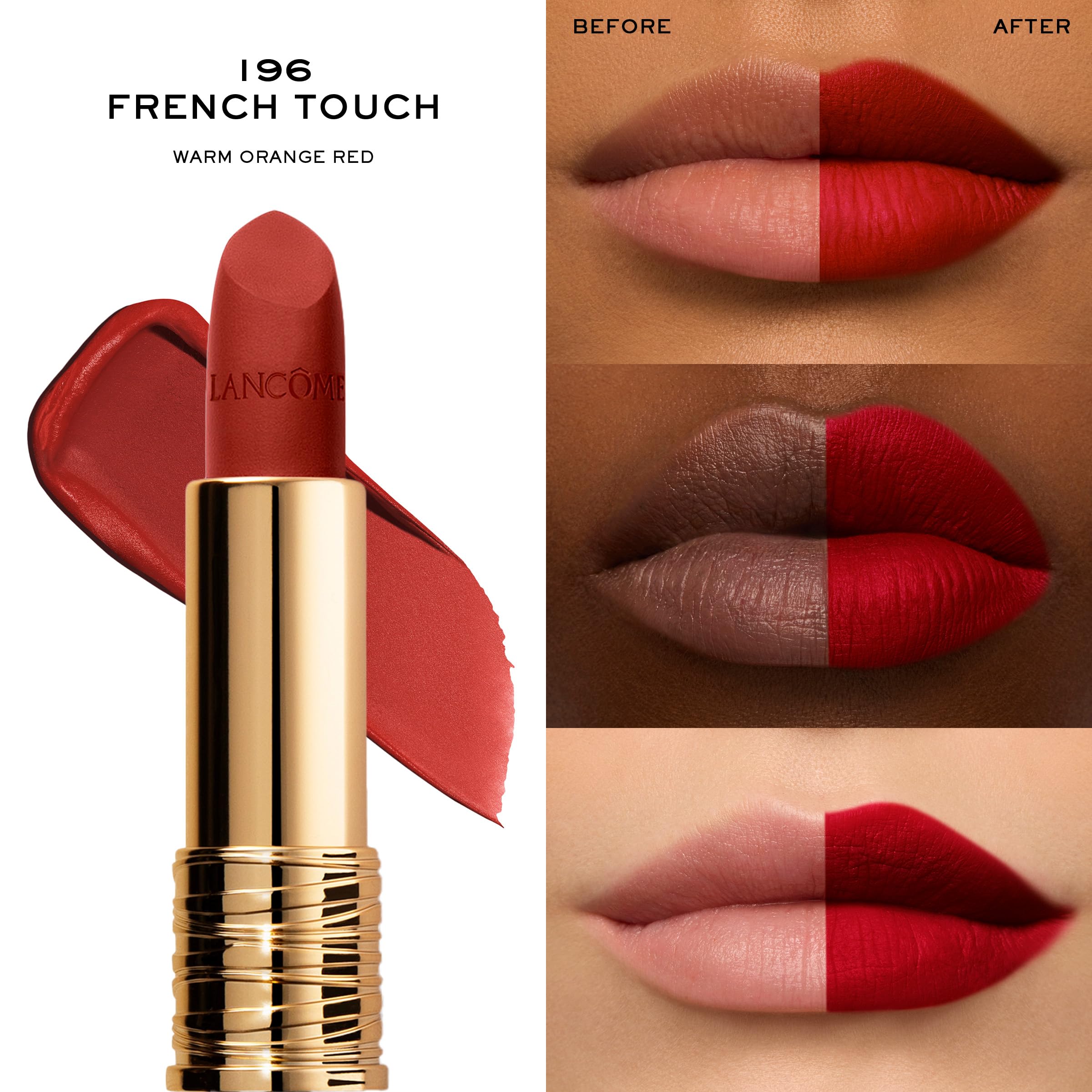 Lancôme L'Absolu Rouge Drama Matte Lipstick - Bold Matte Finish - Lasting Comfort & Hydration - 196 French Touch
