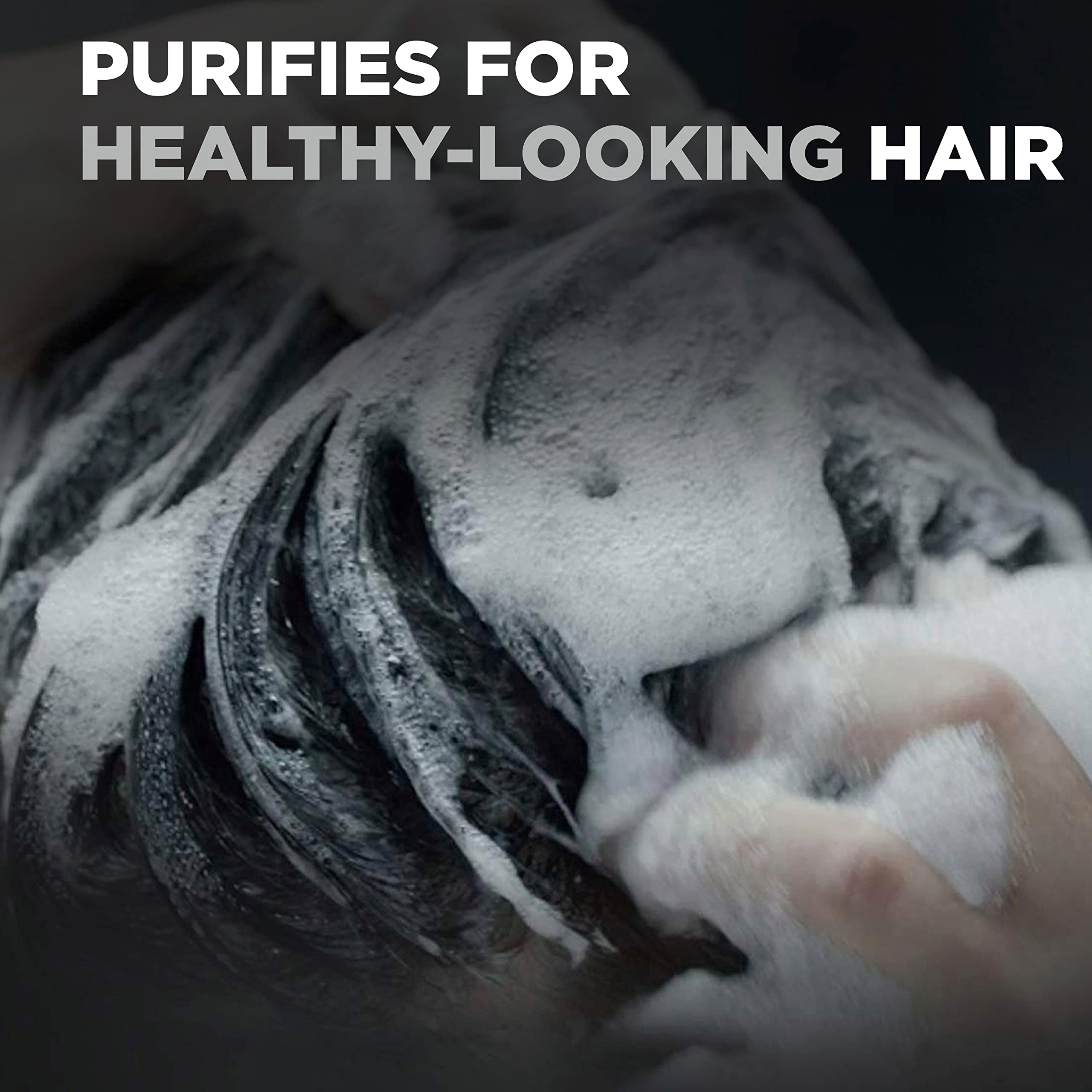 DOVE MEN + CARE Shampoo Charcoal + Clay 3 Count For Healthy-Looking Hair Naturally Derived Plant Based Cleansers 25.4 oz