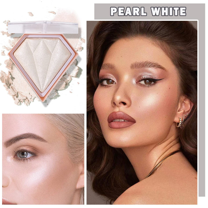 XINGXYUEL Face White Highlighter Makeup Palette Shimmer Contour Powder Waterproof Long-Lasting, Brightens Face Complexion Contour Illuminator Highlighters Blush Powder Makeup Palette - 01 Pearl White
