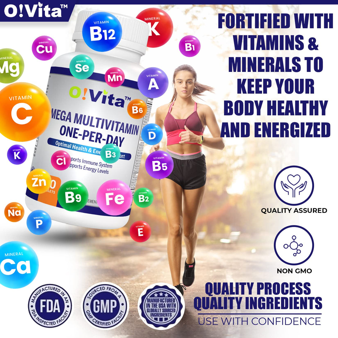 O!VITA Mega Multivitamin One-per-Day, Supports Immune System, foundational Health, Full Spectrum of Vitamins and Minerals, and Much More ...30-Day Supply (30 Non-GMO Tablets)