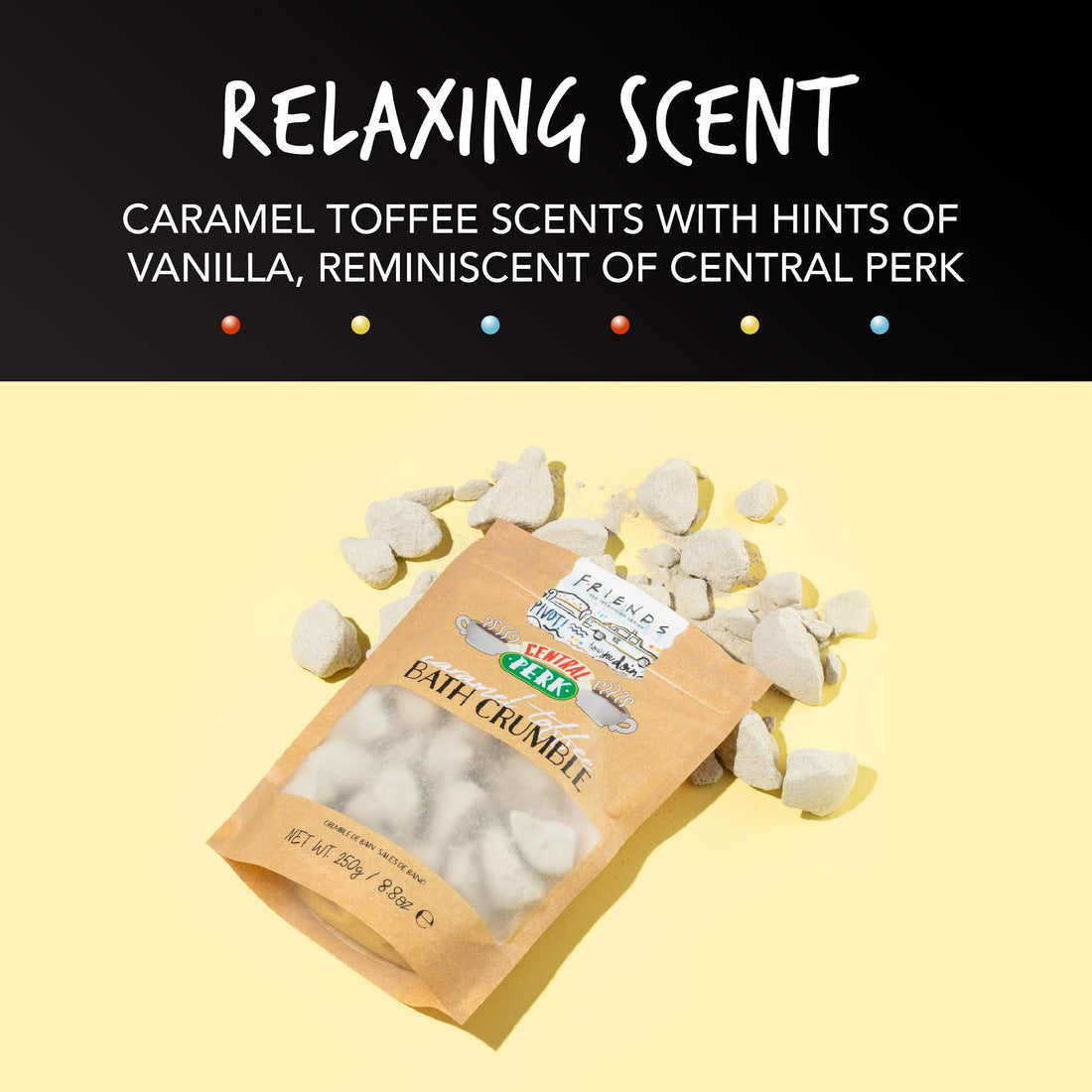 Paladone Central Perk Bath Crumble - 250g Caramel Toffee Scented - Officially Licensed Friends TV Show Merchandise, White