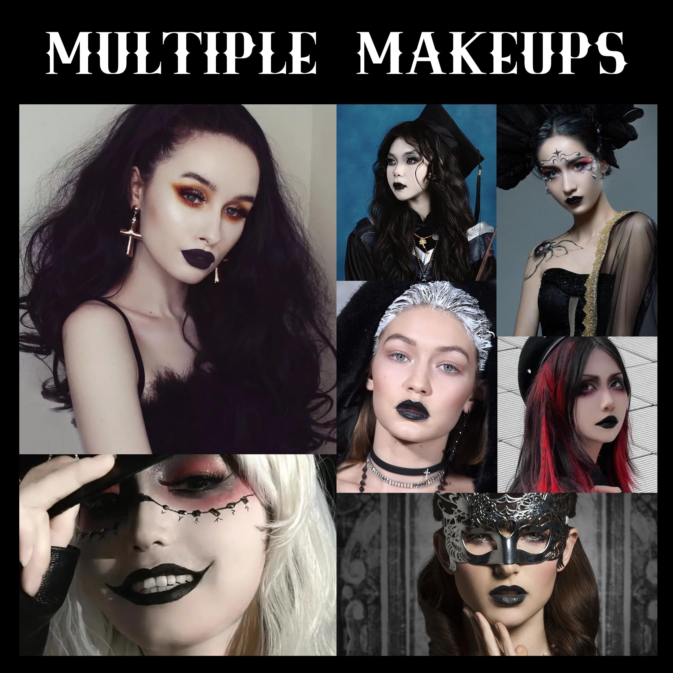 VANERIA Goth Lipstick,Black Lip Stain,Long Lasting High Impact Color,Matte Liquid Lipstick,Moisturize Lips,Smudge Proof (Ink Black)