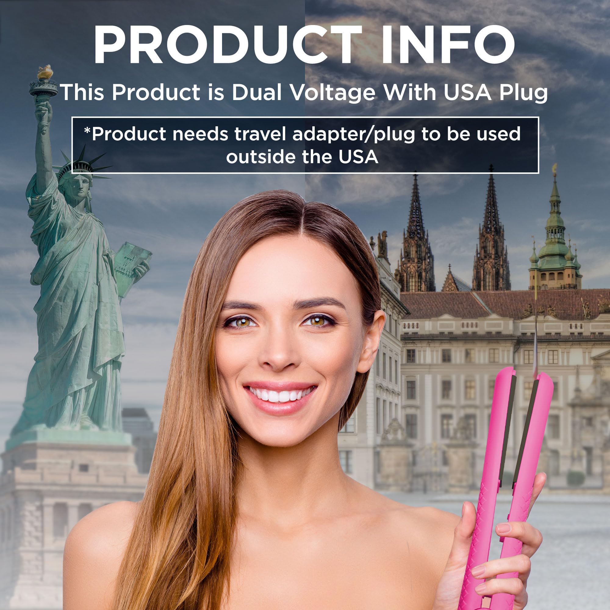 Herstyler Colorful Seasons Hot Pink Flat Iron 1.25 Ceramic Hair Straightener