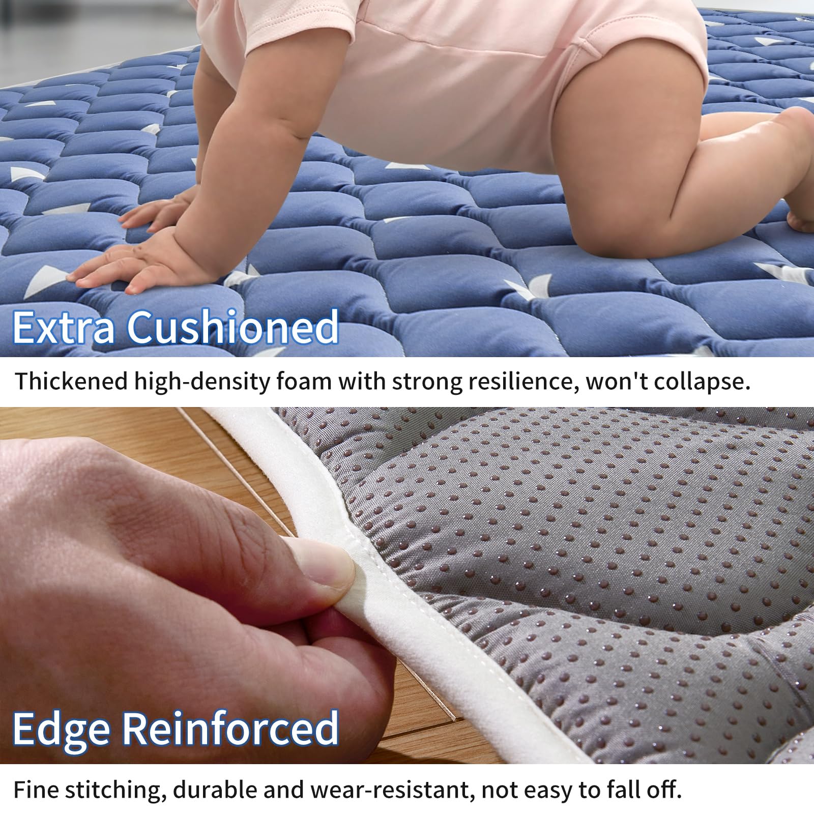 Premium Foam Baby Play Mats for Floor, 50x50 Playpen Mat, Thicken Soft Cushioning Foam Playmats for Infants, Babies, Toddlers, Non-Slip & Machine Washable