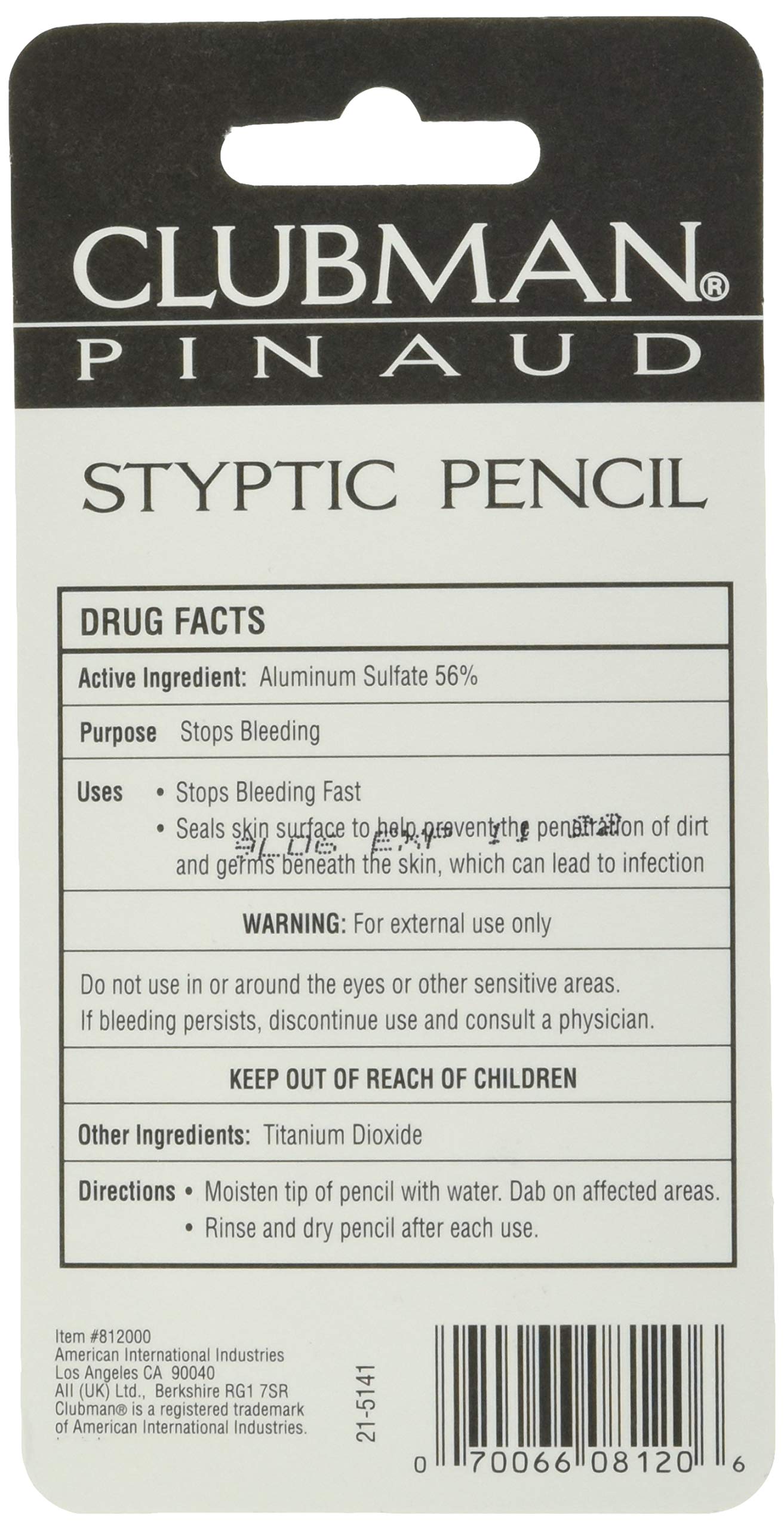 Clubman Clubman Pinaud Styptic Pencil, 0.33 oz (Pack of 3)