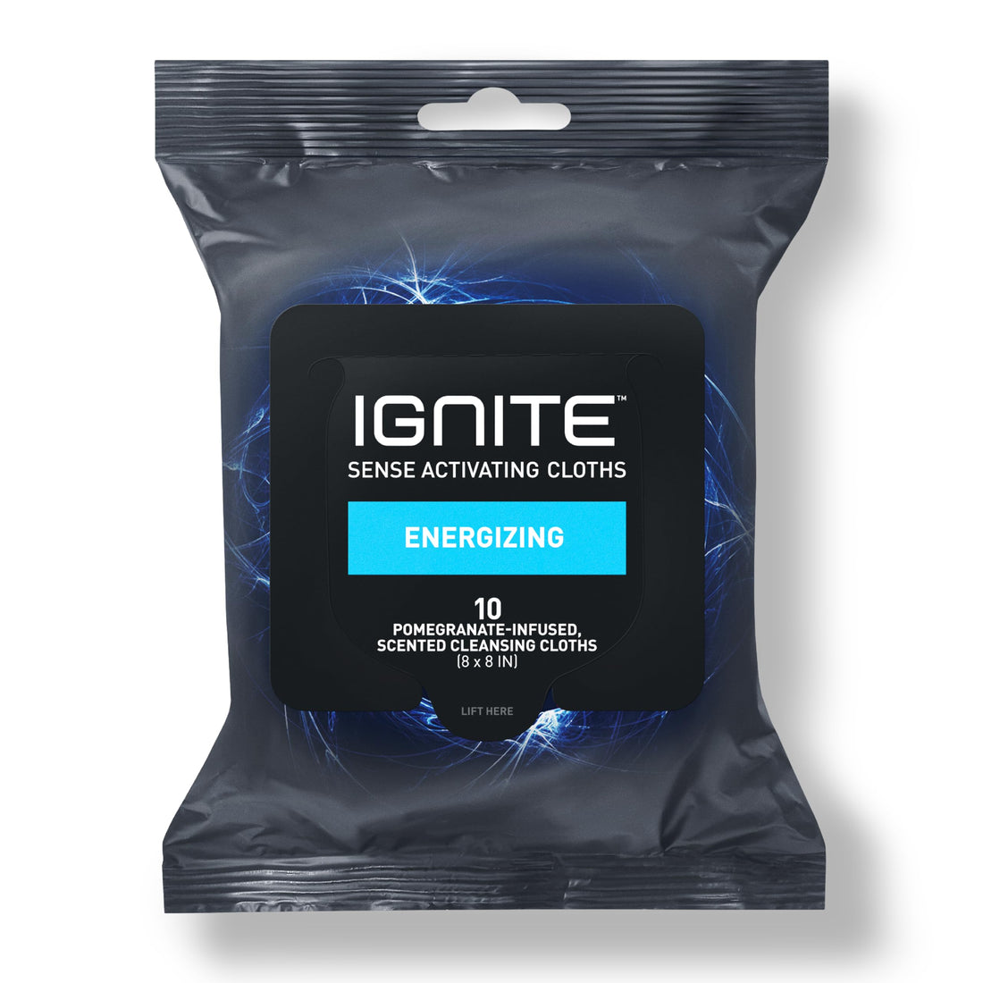 Ignite Mens Body Wipes, Shower Wipes With Bold Energizing Scent, 10 Wipes, Great for After Gym Wipes, Camping Wipes, Travel wipes, Extra Thick 8 X 8 Wipes