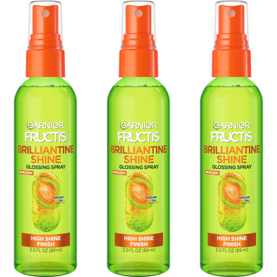 Garnier Fructis Style Brilliantine Shine Glossing Spray for High Shine Finish, Argan Oil, 3 Fl Oz, 3 Count (Packaging May Vary)