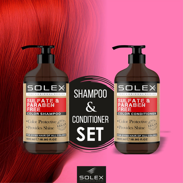 Solex Color Care Shampoo and Conditioner Set for Color Treated Hair - Sulfate & Paraben Free - Maintain Vibrant Color - Color Protection for All Hair Type, Vegan (2 pc. X 16.9 Fl Oz / 500mL)