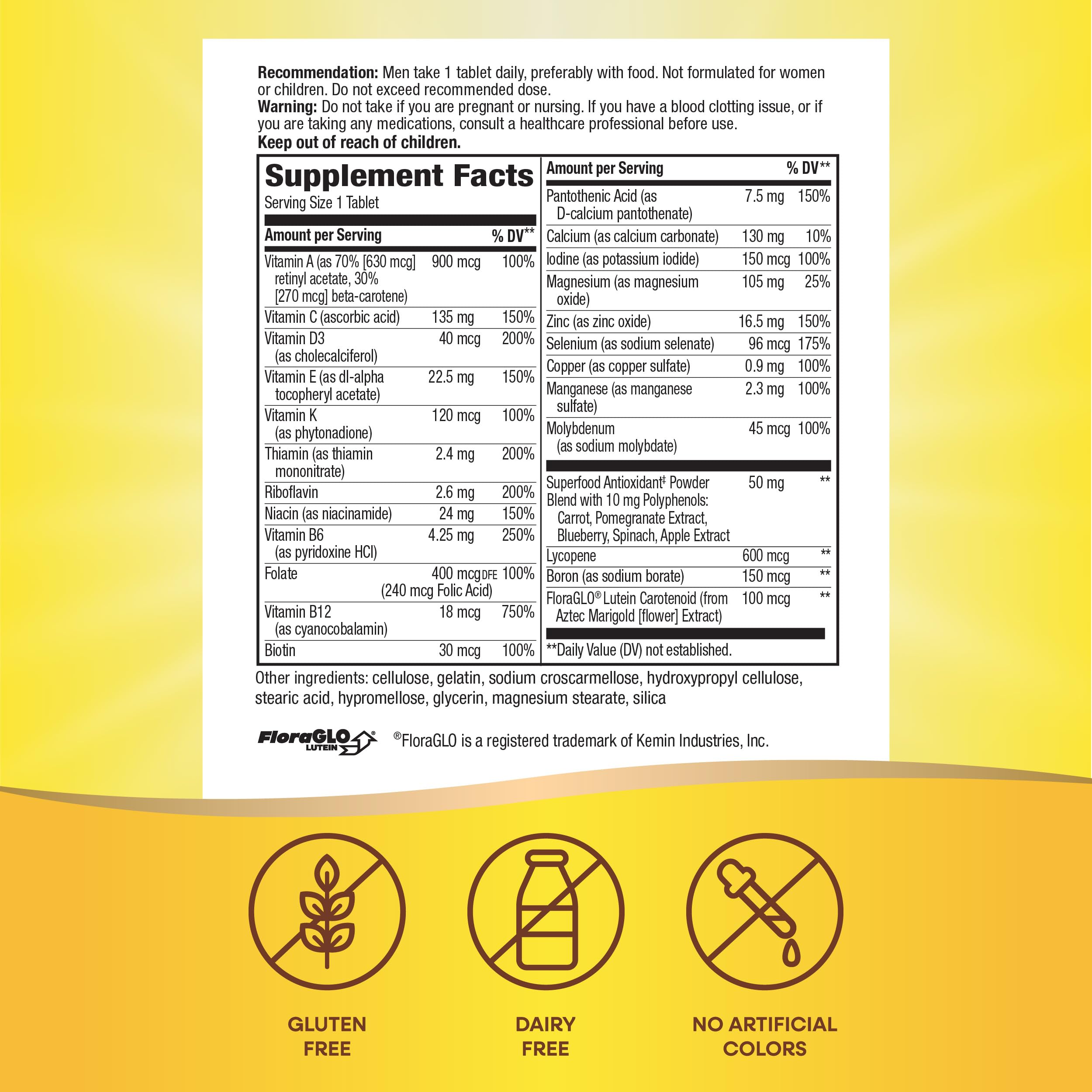 Nature's Way Alive! Men's Complete Multivitamin, Supports Energy Metabolism & Muscle Function*, B-Vitamins, Superfood Antioxidants**, Gluten-Free, 50 Tablets (Packaging May Vary)