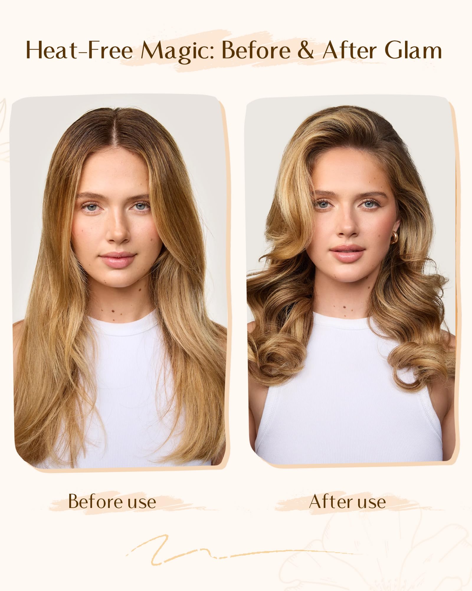 Yanibest Heatless Curling Rods - 4 Pcs Heatless Curls Overnight, No Damage Hair Rollers for Women, Velvet Hair Curlers to Sleep in