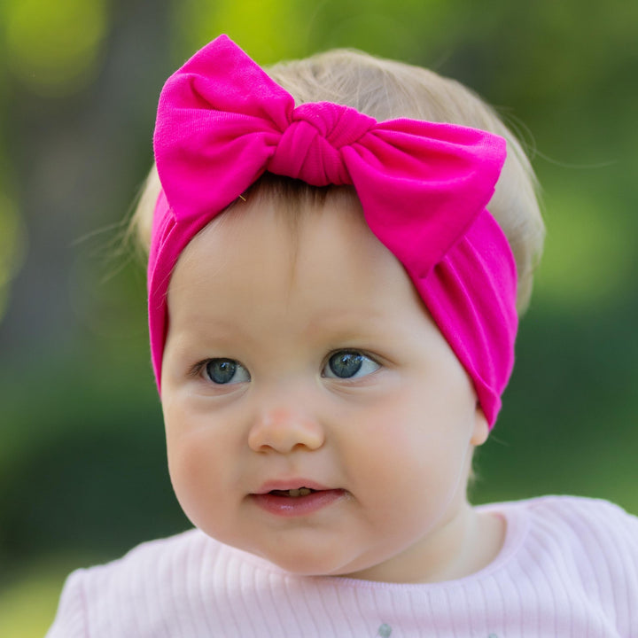 BABYGIZ Baby Girl Headbands-Infant,Toddler Cotton Handmade Hairbands with Bows Child Hair Accessories (Fuchsia Pink)
