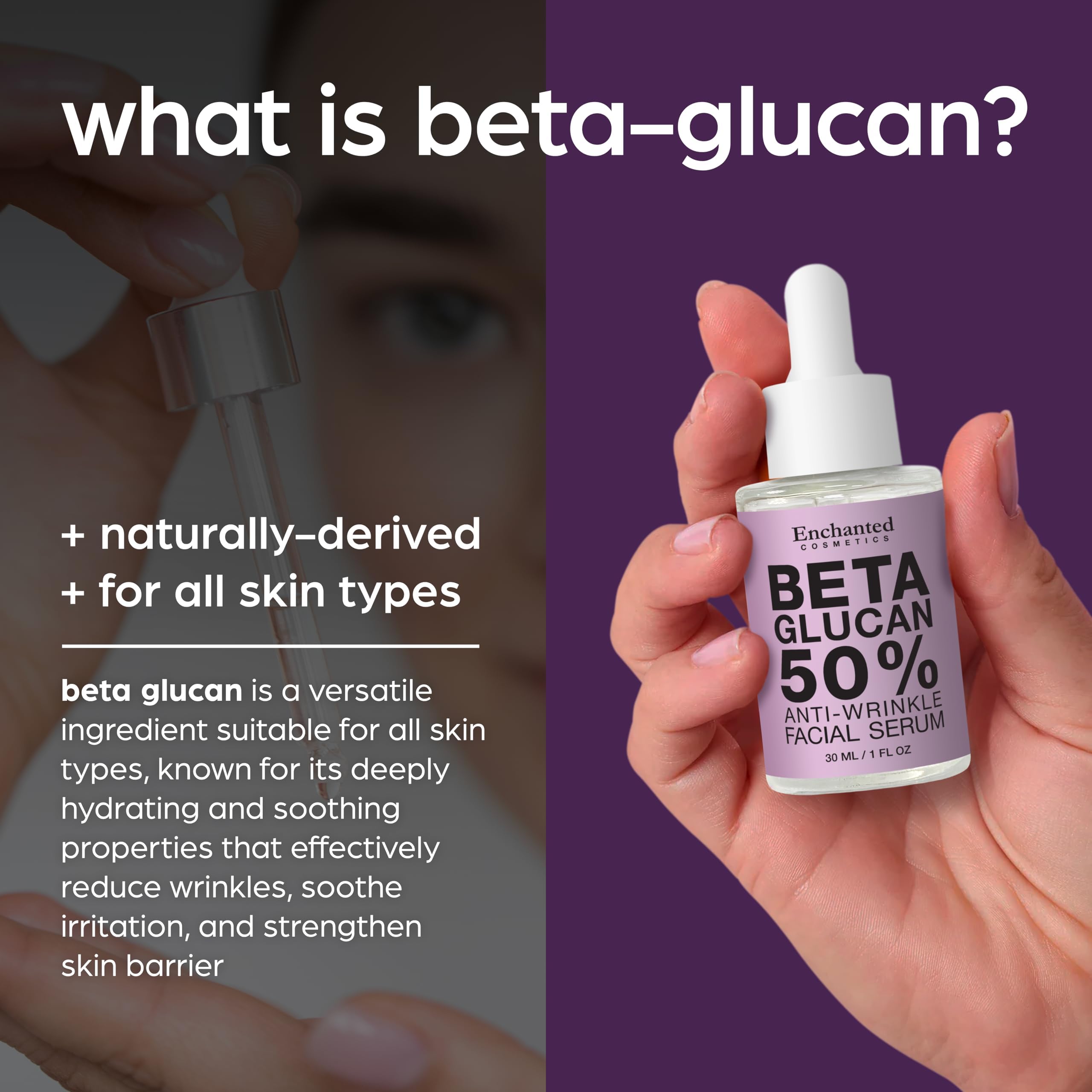 50% Beta Glucan Serum | Anti-Aging, Hydrating & Plumping for Dry Skin, Fine Lines, Wrinkles, Dark Spots | Niacinamide, Centella, Hyaluronic Acid | Korean Skincare | Lightweight, Non-Greasy