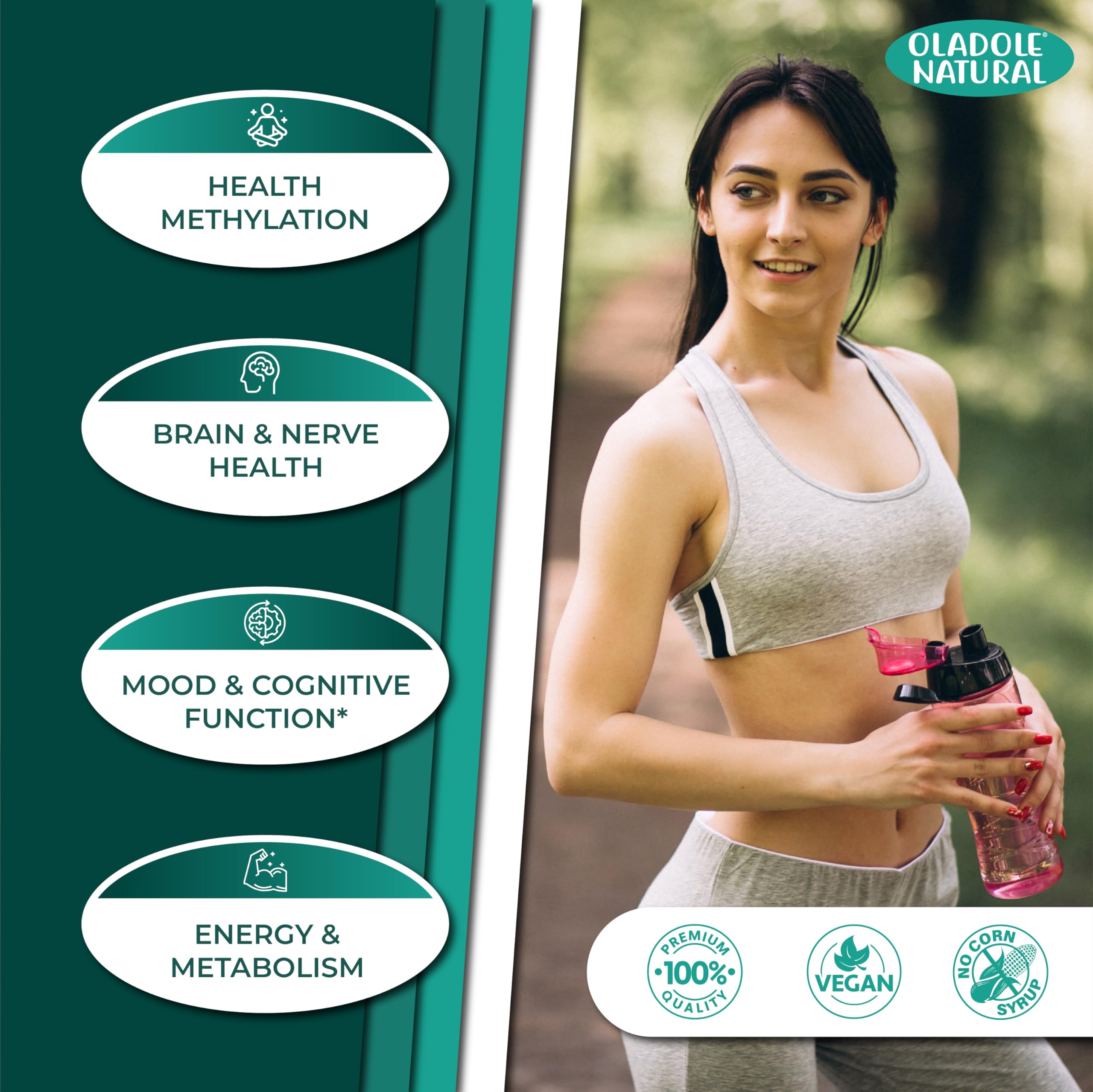 Oladole Natural Vitamin B-12 (1000mcg) - 100 Lozenges Black Cherry Flavour | Formulated with Folic Acid | Energy Boost, Red Blood Cell Formation, Nervous System Support & Immune Health | Non-GMO