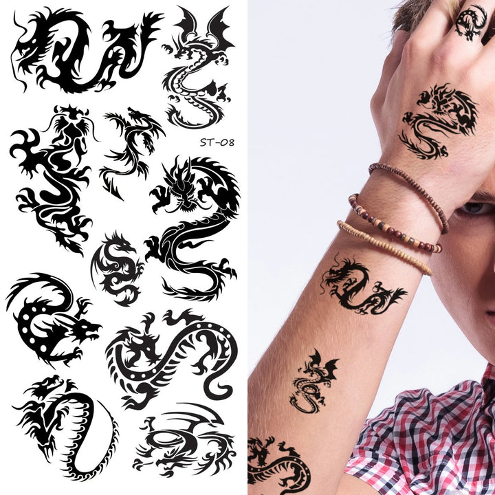 Supperb Lower Back Shoulder Neck Arm Temporary Tattoos - Small Dragons
