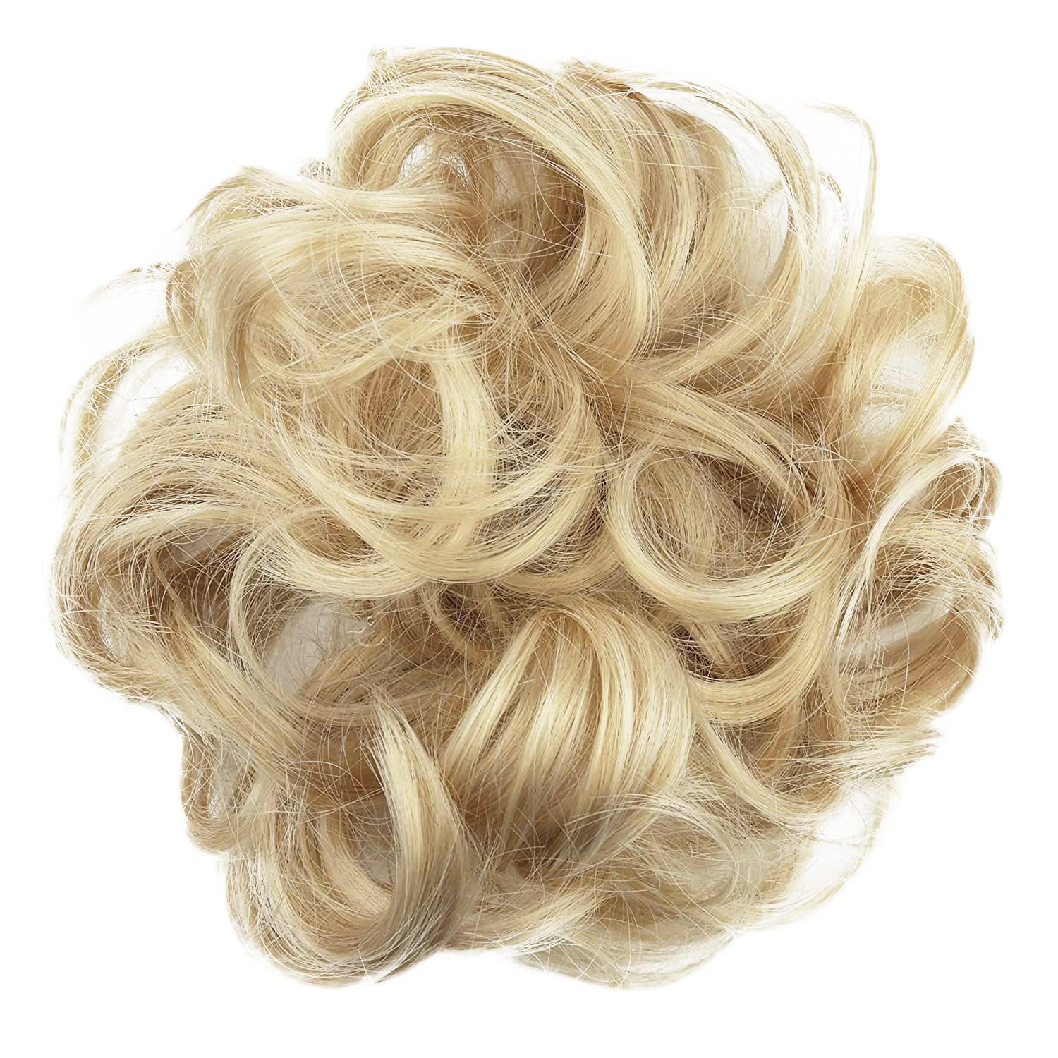 bleach blonde mix 86A/613 G28A : PRETTYSHOP Scrunchie Scrunchy Bun Up Do Hair piece Hair Ribbon Ponytail Extensions Wavy Curly or Messy Verious Colors (bleach blonde mix 86A/613 G28A)