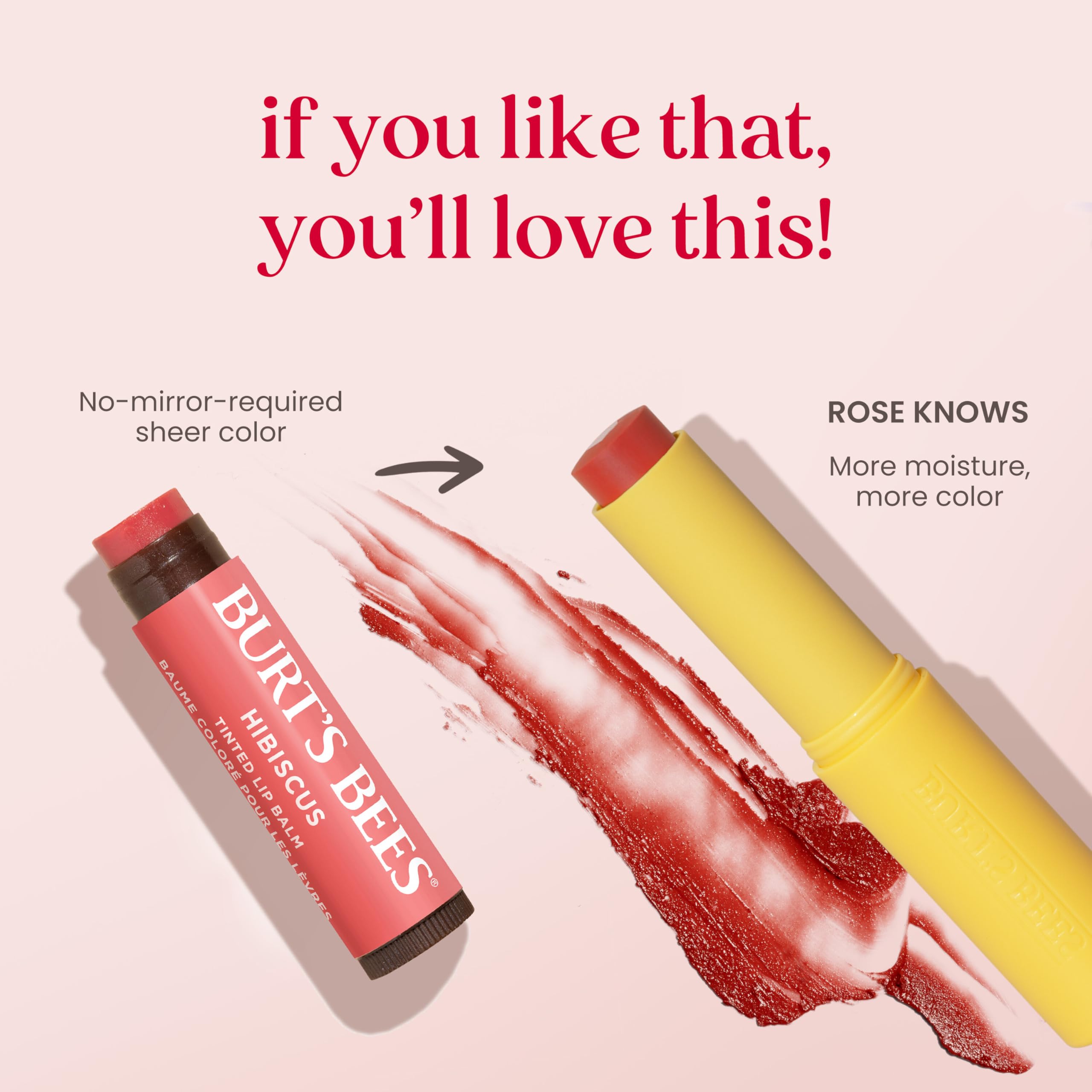 Burt’s Bees Tinted Boosted Balm, Rose Knows, Hydrating Tinted Lip Balm with Vitamin C, E, and F Core, 24 Hour Lip Moisturizer with Responsibly Sourced Beeswax, 100% Natural Origin, 1 Count, 0.16oz