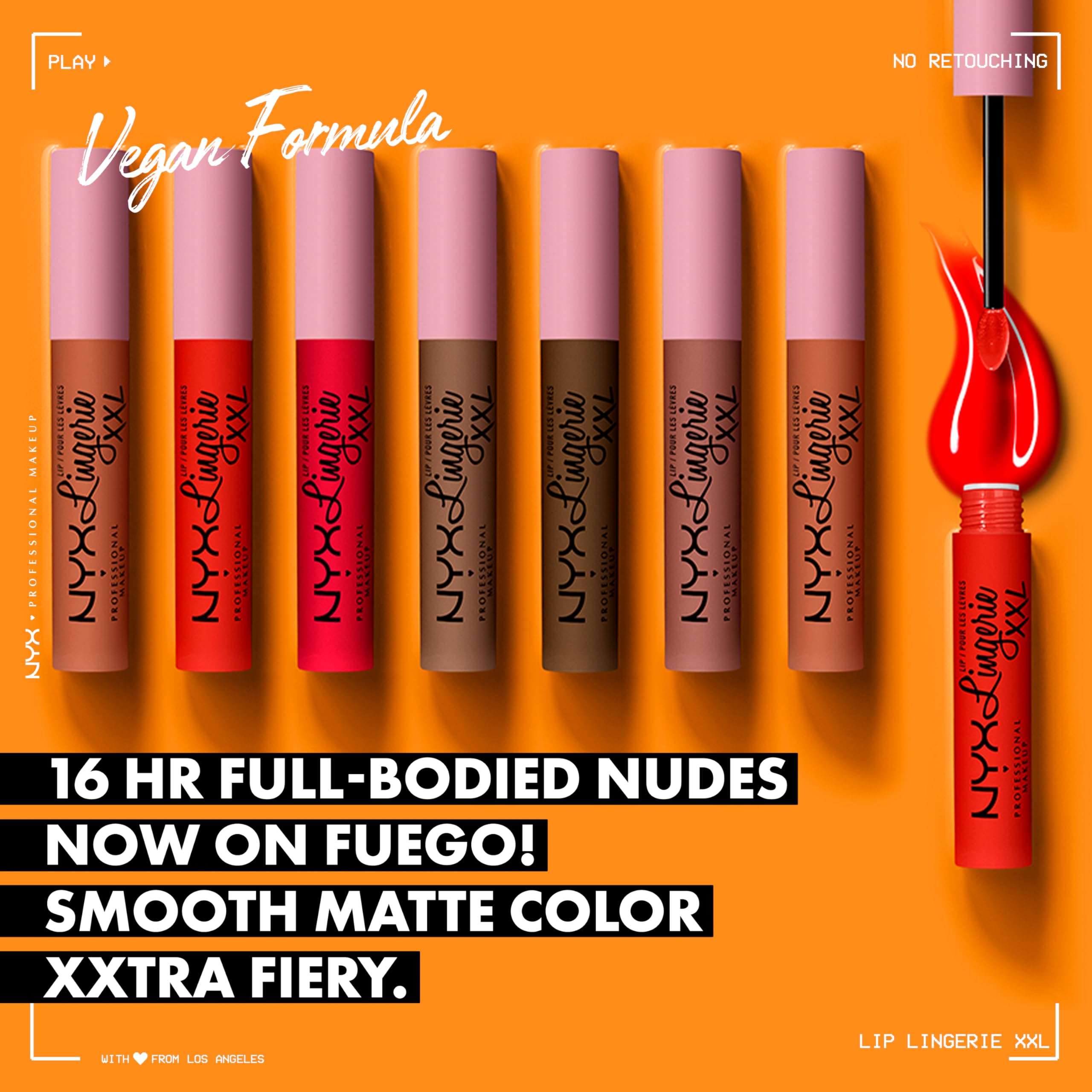 NYX PROFESSIONAL MAKEUP Lip Lingerie XXL Matte Liquid Lipstick - Gettin Caliente (Bright Red Orange)