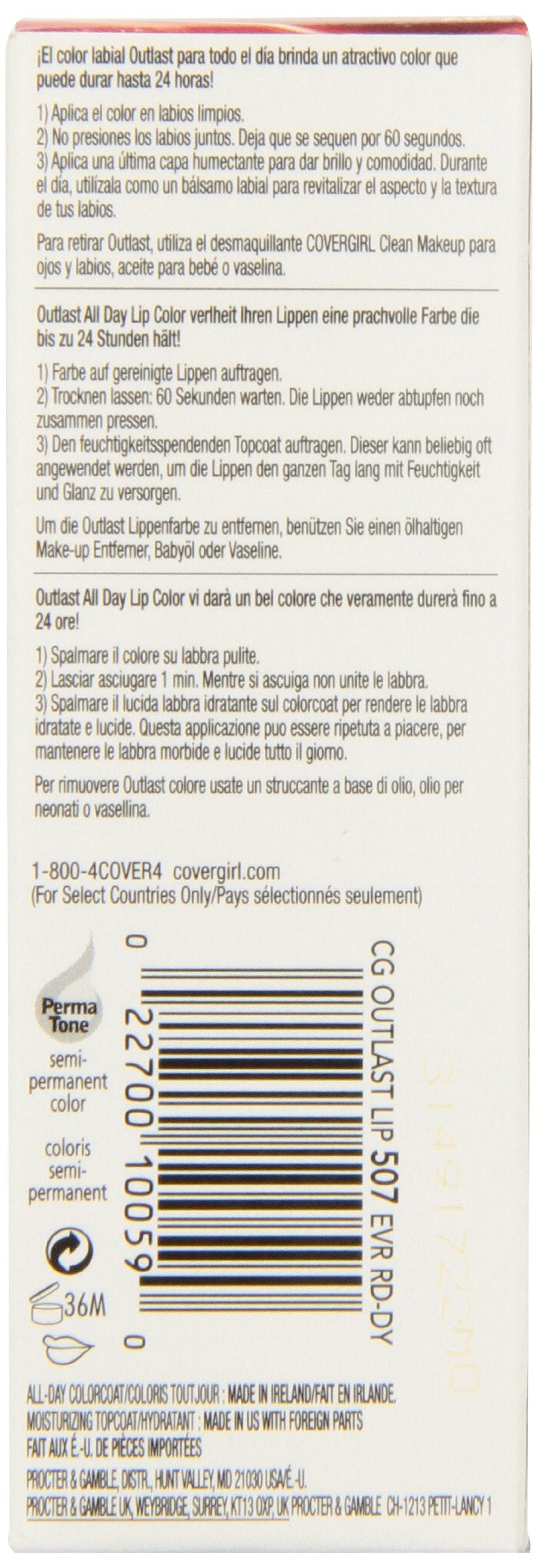 COVERGIRL Outlast All Day Two-Step Lipcolor Ever Red Dy 507, 0.13 Oz