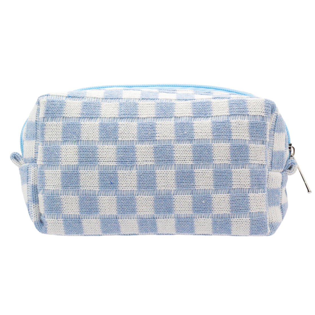 PAZIMIIK Checkered Makeup Bag for Purse Portable Zipper Make Up Pouch Small Cosmetic Case for Travel Accessories (Blue)