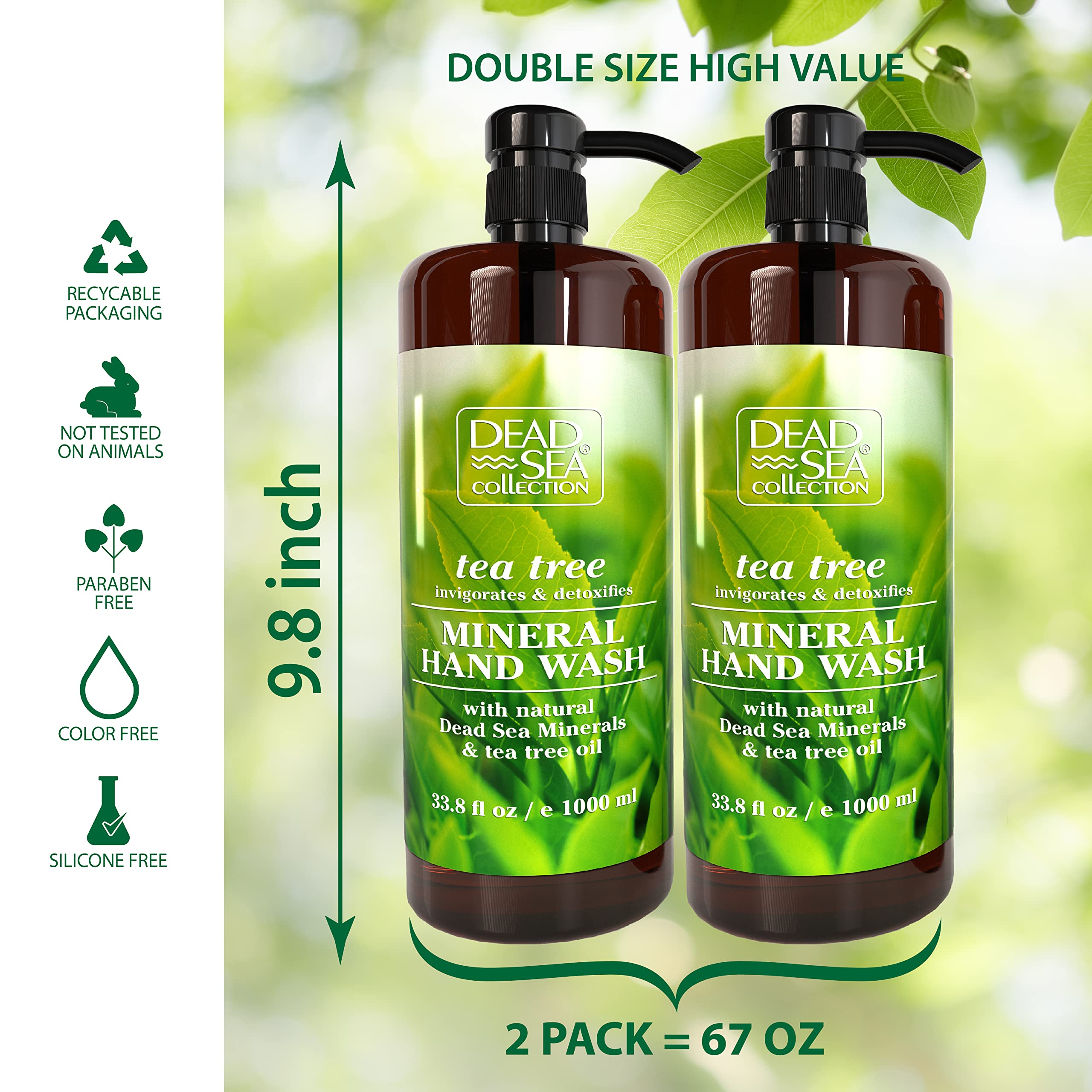 Dead Sea Collection Tea Tree Hand Soap - Pack Of 2 (33.8 Fl. Oz Each)