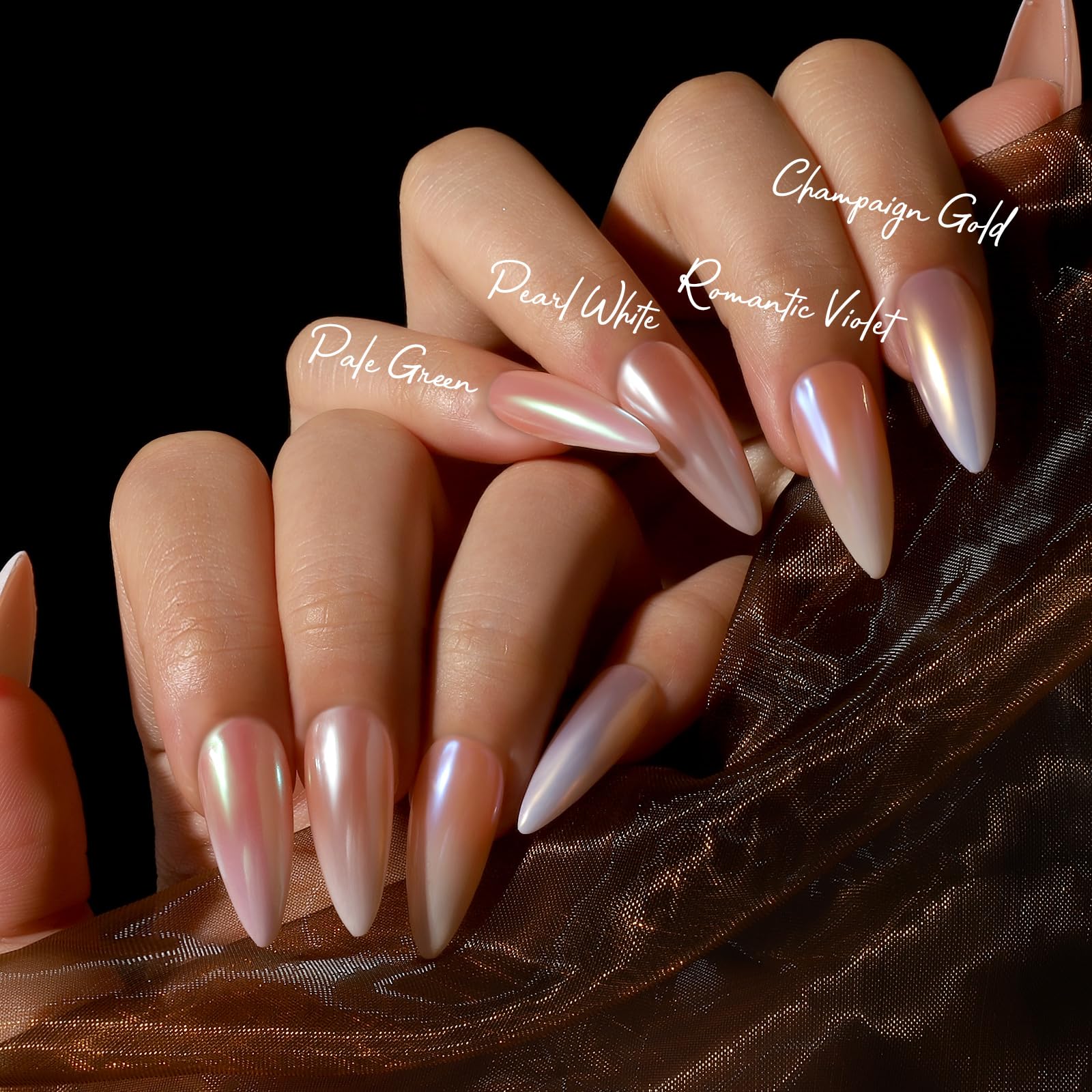 Teenitor Pearl Chrome Nail Powder Kit, 4pcs Nail Chrome Powder for Nails, Chrome Powder for Gel Nails, Cromer Nail Powder Art Nail Art Kit White Chrome Nail Powder, Chrome for Nails