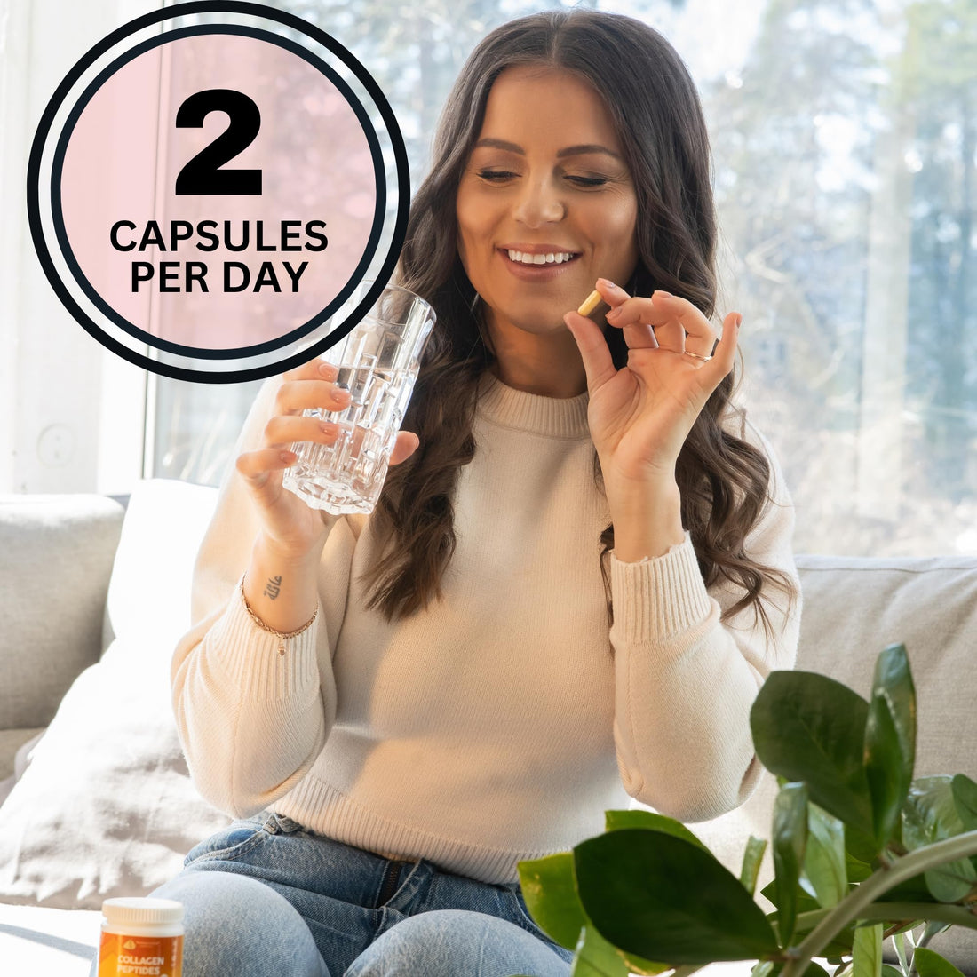 Health Pyramid Collagen Peptides Capsules Hydrolysed with Probiotics, Vitamin C, and Coenzyme Q10 for Healthy Skin and Strong Bones, Collagen Capsules for Women and Men
