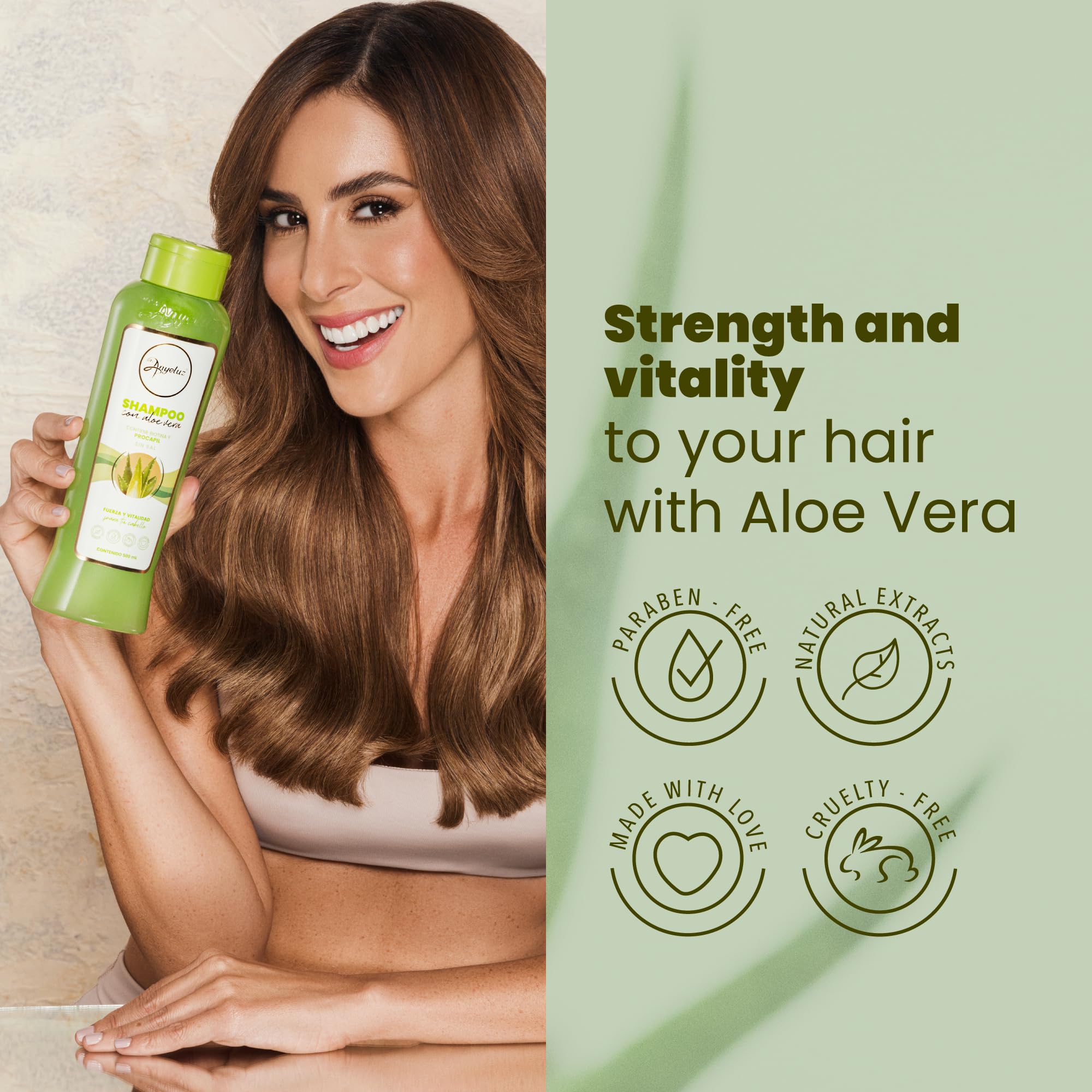 ANYELUZ Aloe Vera Shampoo, Deep Cleansing for Greasy Hair and Scalp Cleanser, Provides Strength and Vitality to your Hair, Salt and Paraben Free