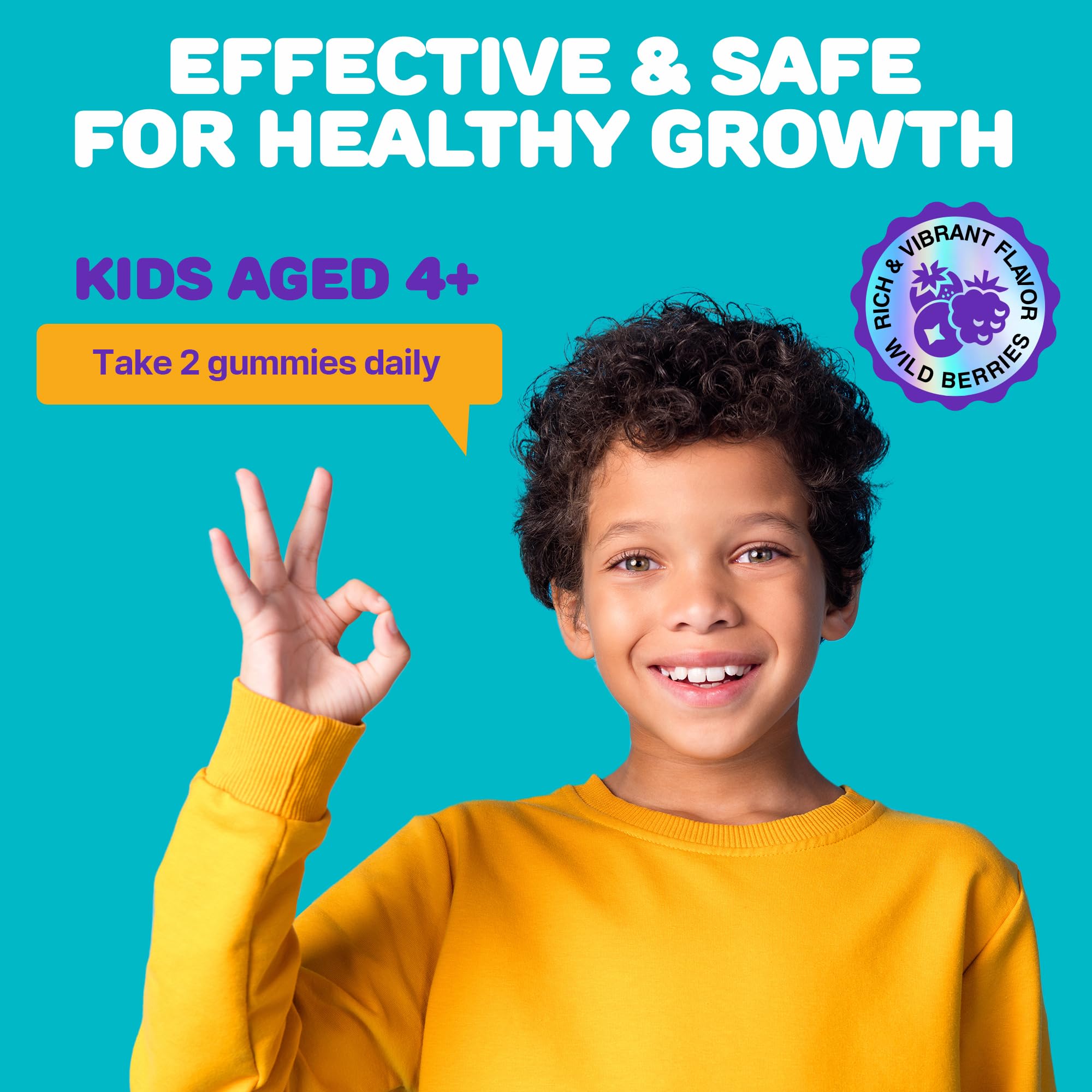 Height Growth Gummies for Kids - Growth Vitamins for Teens Height Growth Supplement - Height Growth for Kids with Calcium, Vitamin D, C, K2, Magnesium & Zinc - Natural Height Growth Maximizer - 60 PCS