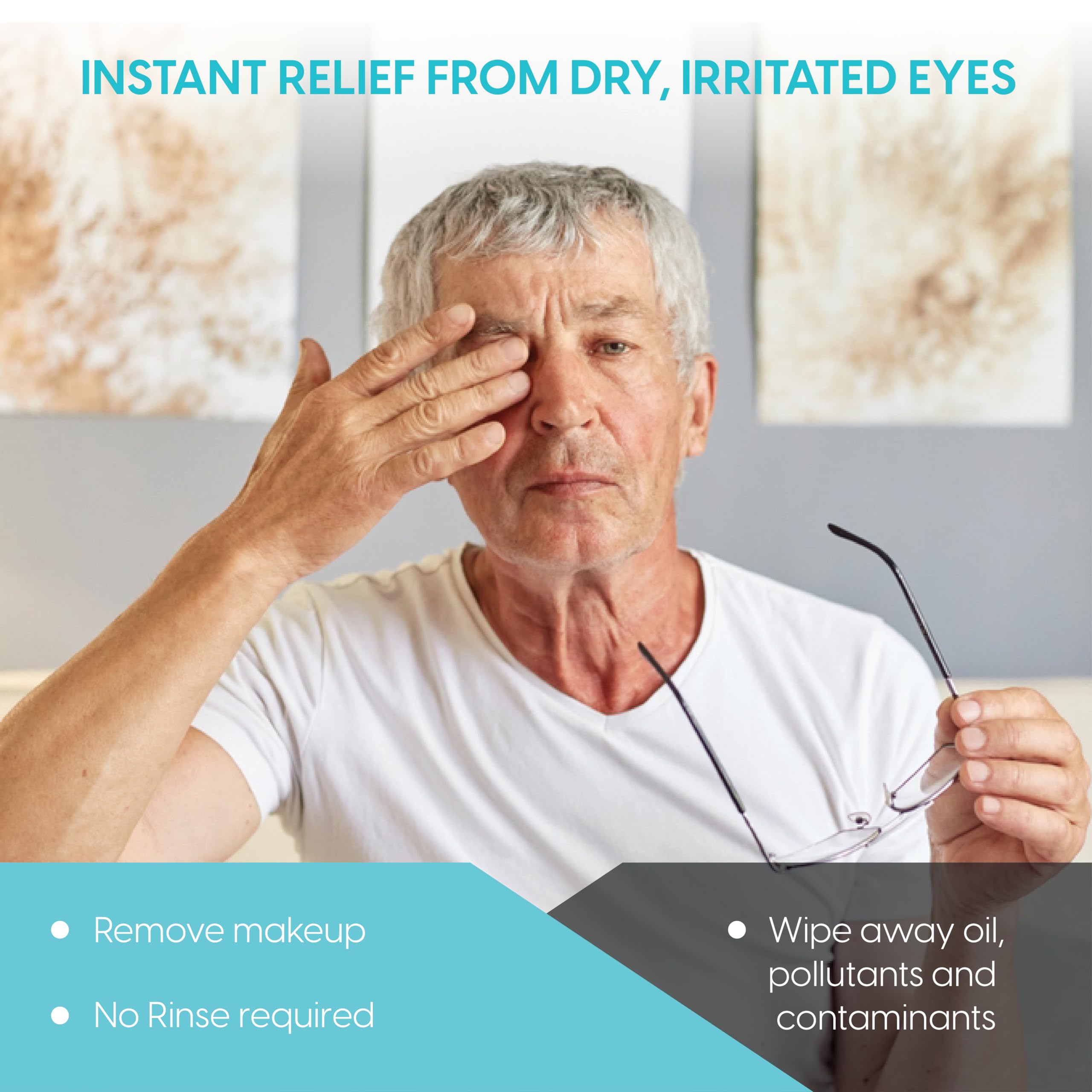 Clear C Eye Lids Pre Moistened Cleaning Wipes for Dry Eyes, Red Eye Irritation - Rinse Free Eye Cleansing Wipes - 30 Count, Pack of 1 Individually Wrapped Travel Wipes