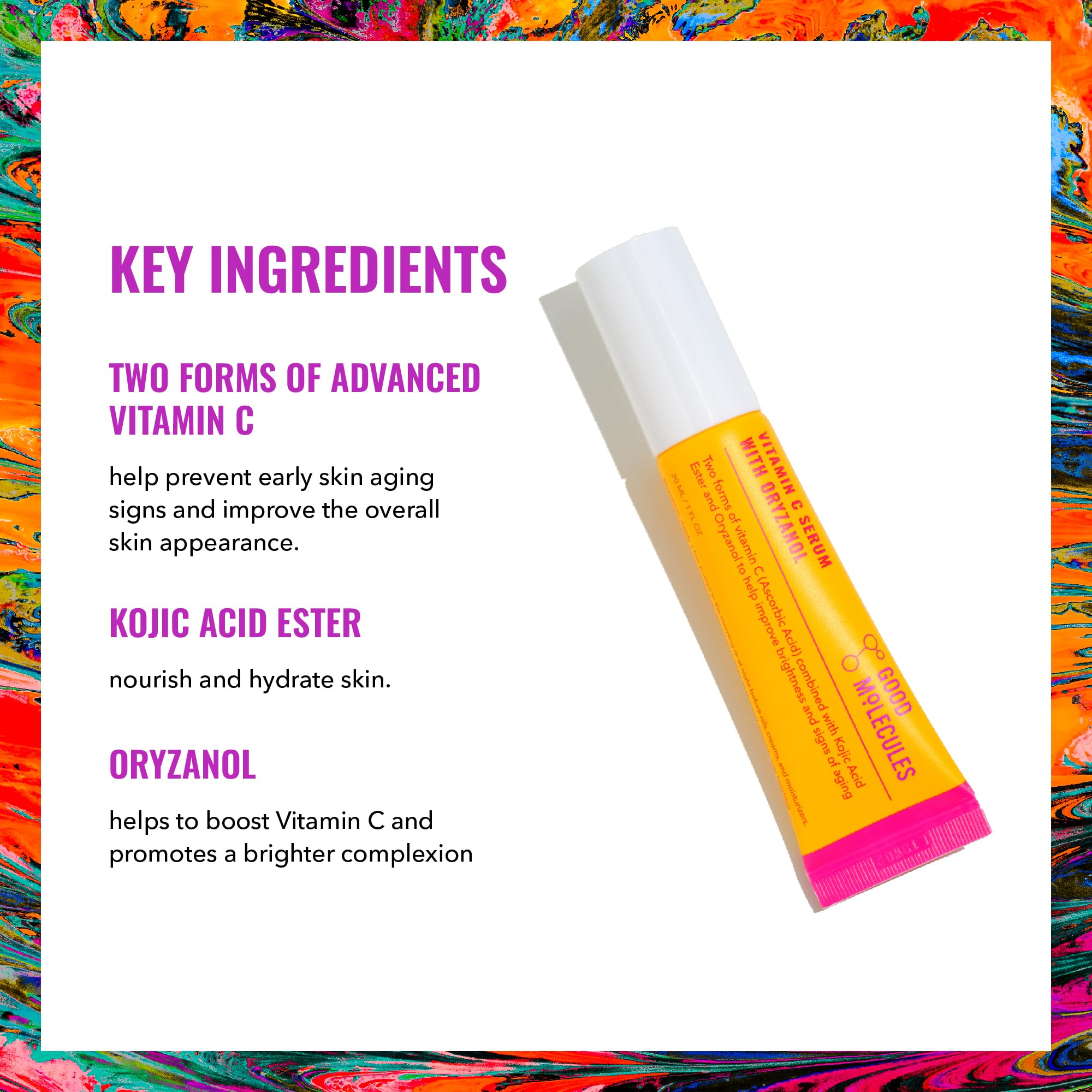 Good Molecules Vitamin C Serum with Oryzanol - Facial Serum for Firm, Youthful Skin Tone - Collagen Production, Anti-Aging, and Skin Repair