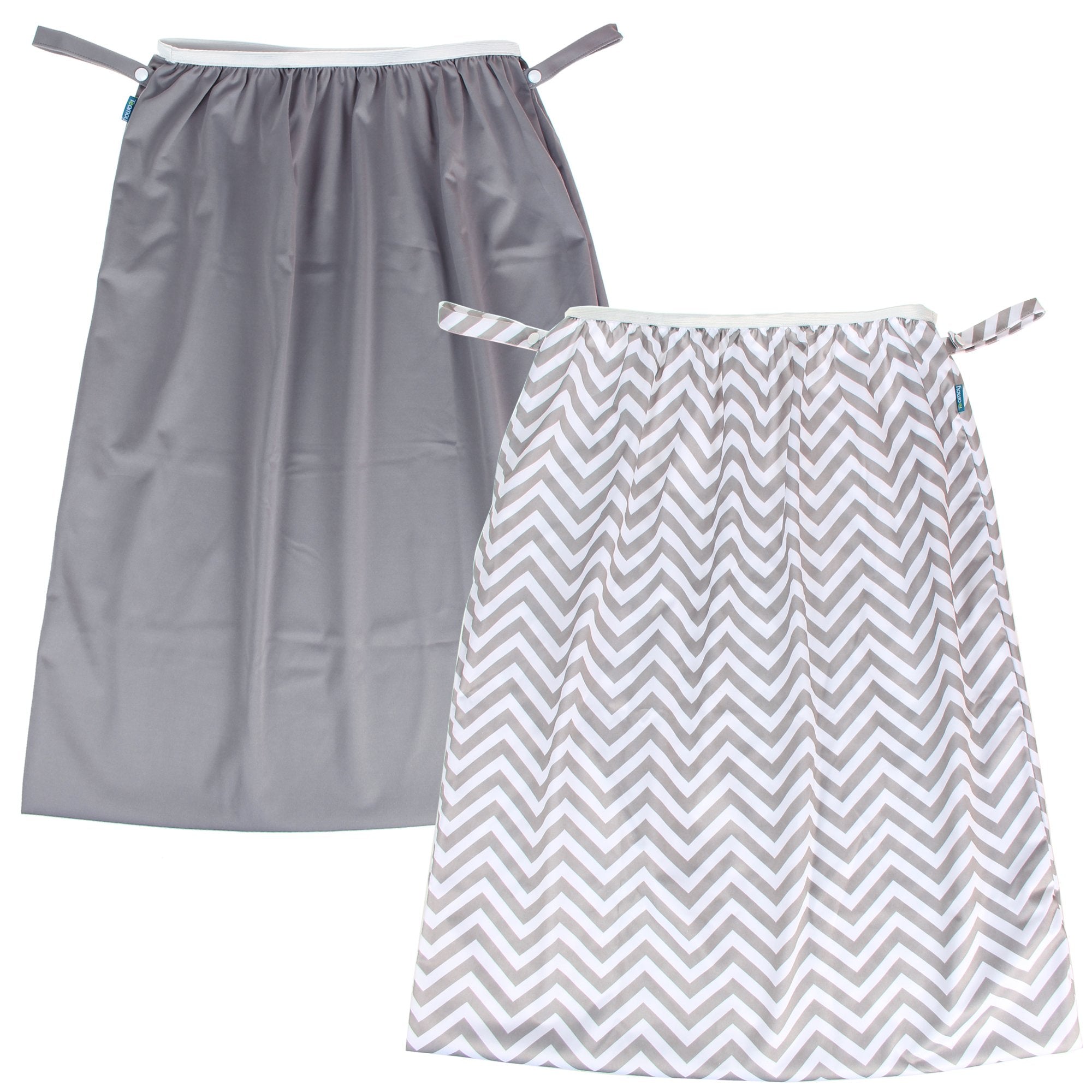 Teamoy (2 Pack Reusable Pail Liner for Cloth Diaper/Dirty Diapers Wet Bag, Gray Chevron+Slate