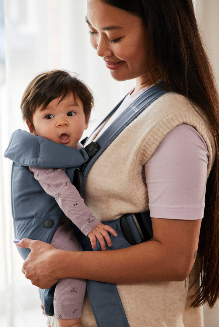 BabyBjorn Baby Carrier Mini, Cotton, Vintage Indigo Newborn Carrier (7-25 lbs), Ergonomic, Easy-to-Use